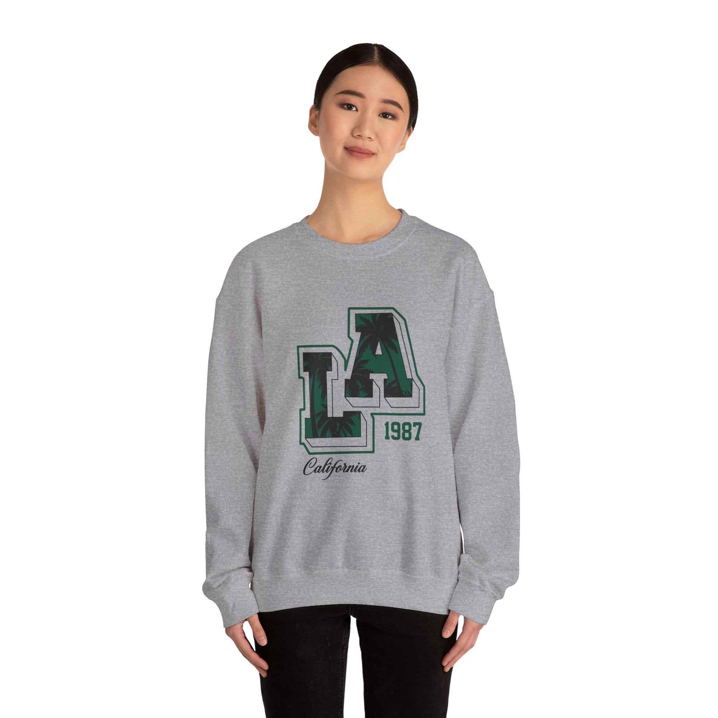 LA California 1987 Crewneck Sweatshirt, Cozy Unisex Sweatshirt, Casual Outing Apparel, Perfect Gift for Birthdays, Relaxed Fit Tees