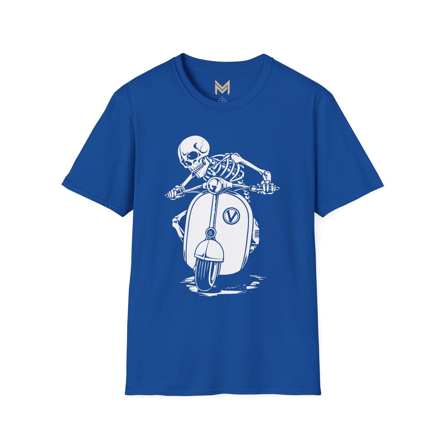 Skeleton Motorcycle T-Shirt | Unisex Softstyle Tee | Perfect for Halloween, Biker Events, Casual Wear, Festival Outfit, Gift Idea - Maklenn