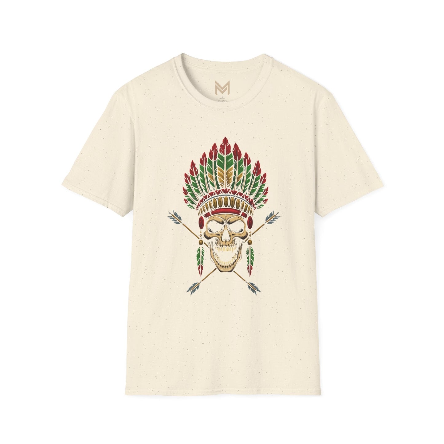 Skull and Feather Camp T-Shirt, Boho Unisex Tee, Festival Apparel, Edgy Graphic Shirt, Halloween Costume Top - Maklenn