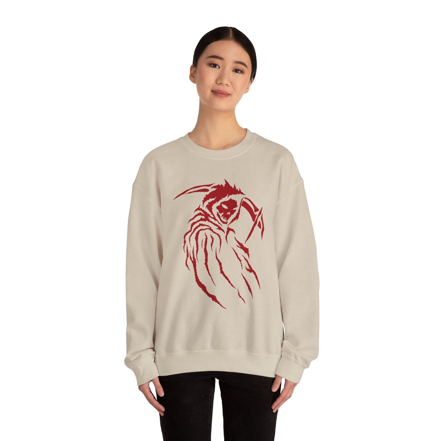 Grim Reaper Crewneck Sweatshirt | Unisex Cozy Pullover, Halloween Sweatshirt, Horror Aesthetic Apparel, Gift for Fans - Maklenn