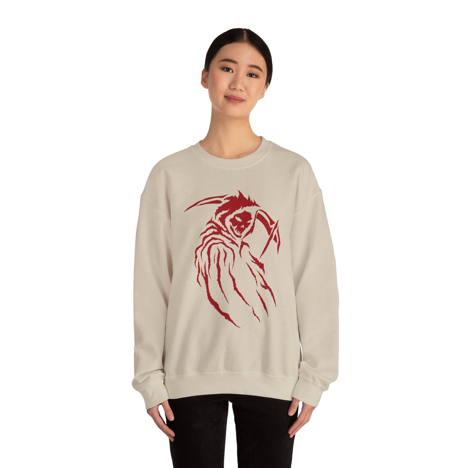 Grim Reaper Crewneck Sweatshirt | Unisex Cozy Pullover, Halloween Sweatshirt, Horror Aesthetic Apparel, Gift for Fans - Maklenn