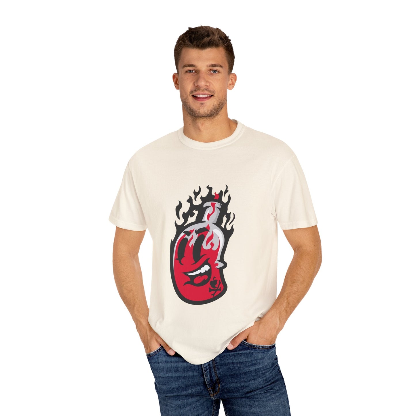 Flame Graphic T-shirt for Unisex, Casual Summer Wear, Gift for Music Lovers, Vibrant Artwork Tee, Trendy Fashion Top Printify