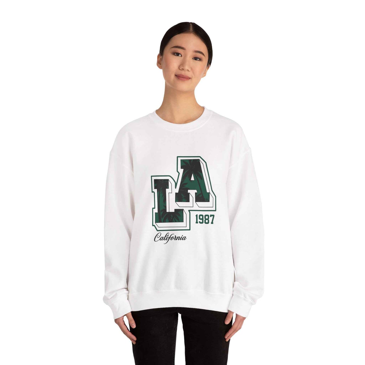 LA California 1987 Crewneck Sweatshirt, Cozy Unisex Sweatshirt, Casual Outing Apparel, Perfect Gift for Birthdays, Relaxed Fit Tees
