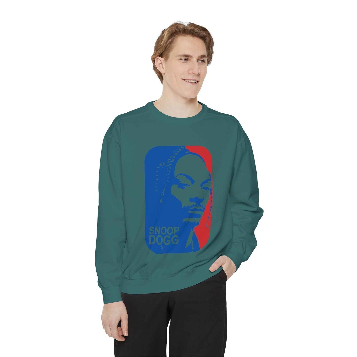 Snoop Dogg Inspired Unisex Garment-Dyed Sweatshirt - Hip Hop Style, Retro Fashion, Streetwear, Gift for Music Lovers, Cozy Apparel