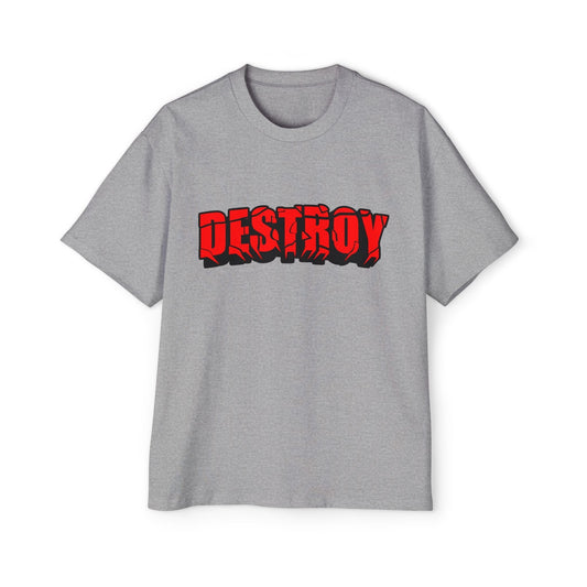 Men's Oversized Graphic Tee - DESTROY, Casual Streetwear, Unisex Fashion, Trendy Men's Shirt, Gift for Him, Everyday Wear - Maklenn