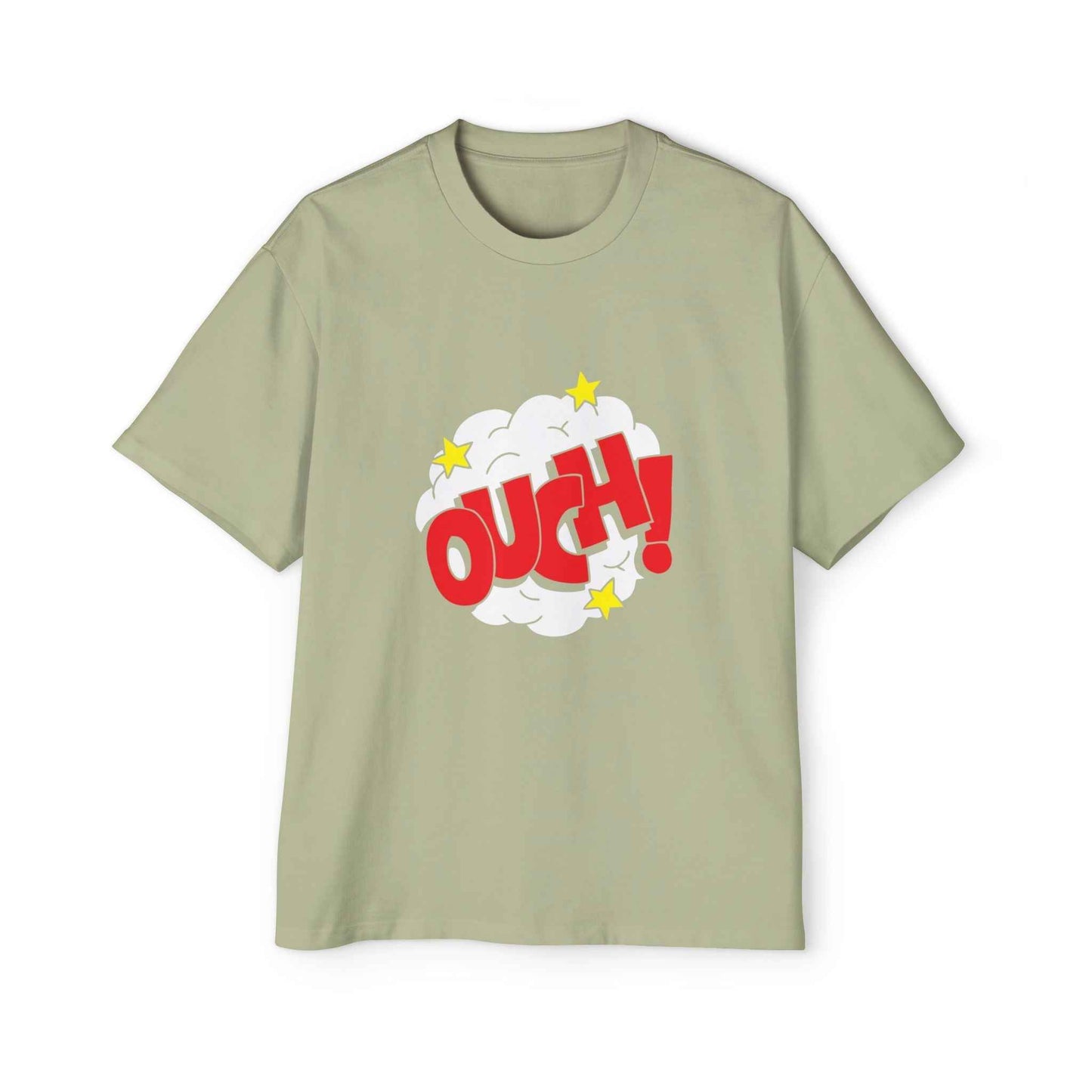Ouch! Men's Heavy Oversized Tee, Casual T-Shirt, Gift for Him, Everyday Wear, Graphic Tee, Summer Style