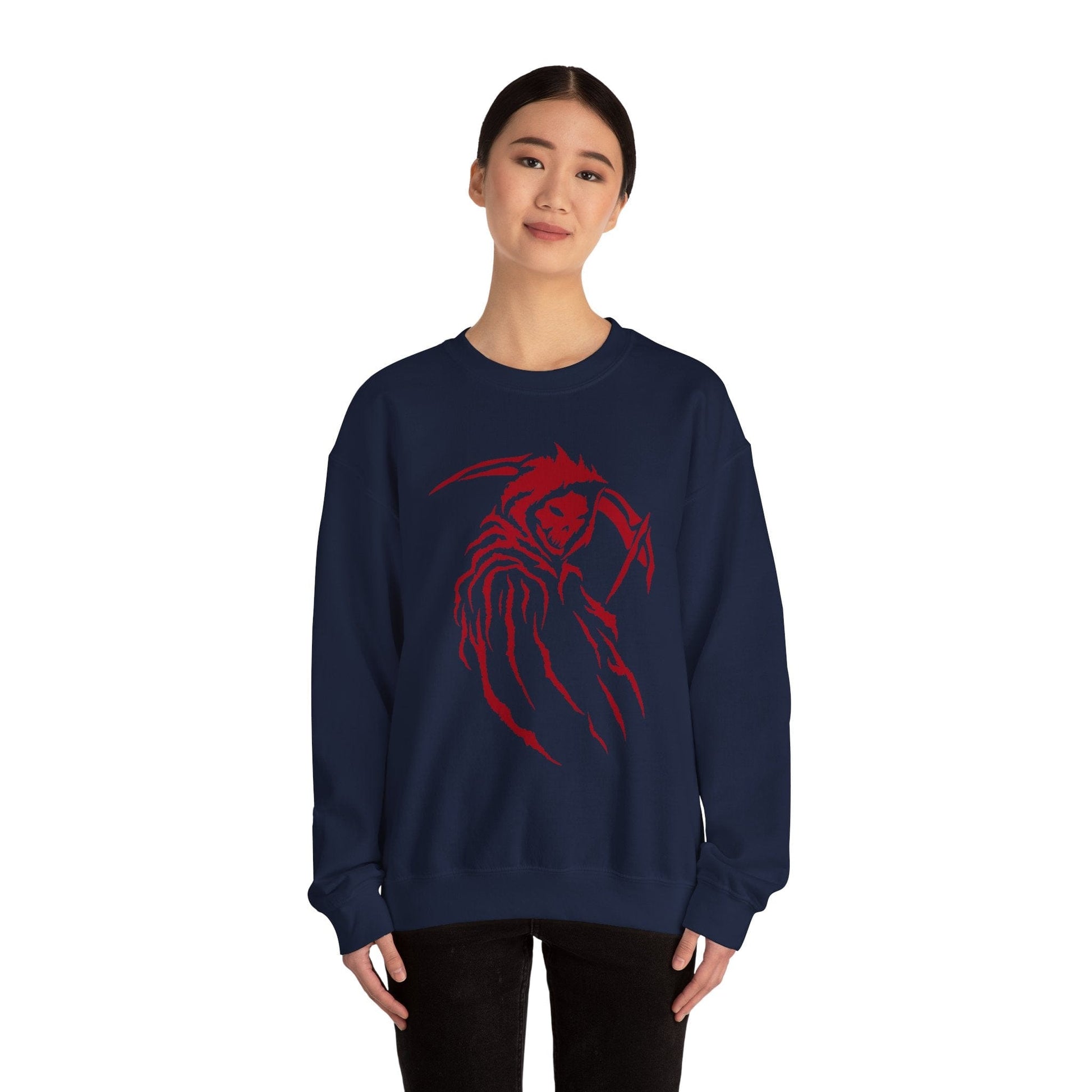Grim Reaper Crewneck Sweatshirt | Unisex Cozy Pullover, Halloween Sweatshirt, Horror Aesthetic Apparel, Gift for Fans - Maklenn