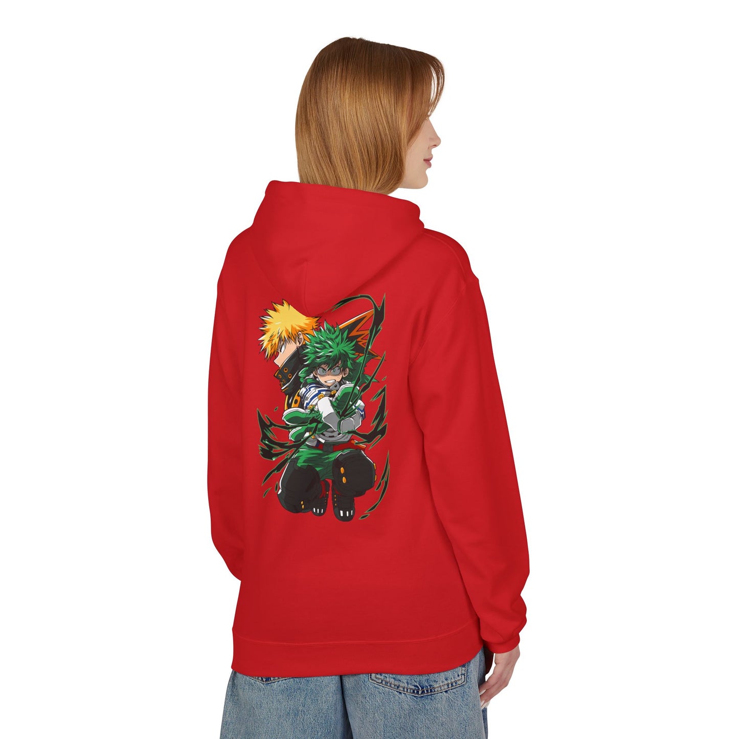 Anime Hero Duo Hoodie — Action Back Print with Japanese Logo