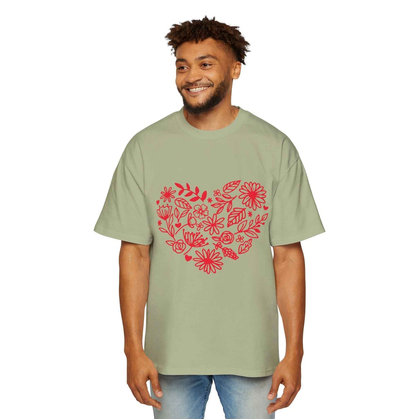 Romantic Floral Oversized Tee - Perfect for Valentine's Day, Casual Wear, Gift for Him, Comfortable Fashion, Everyday Style