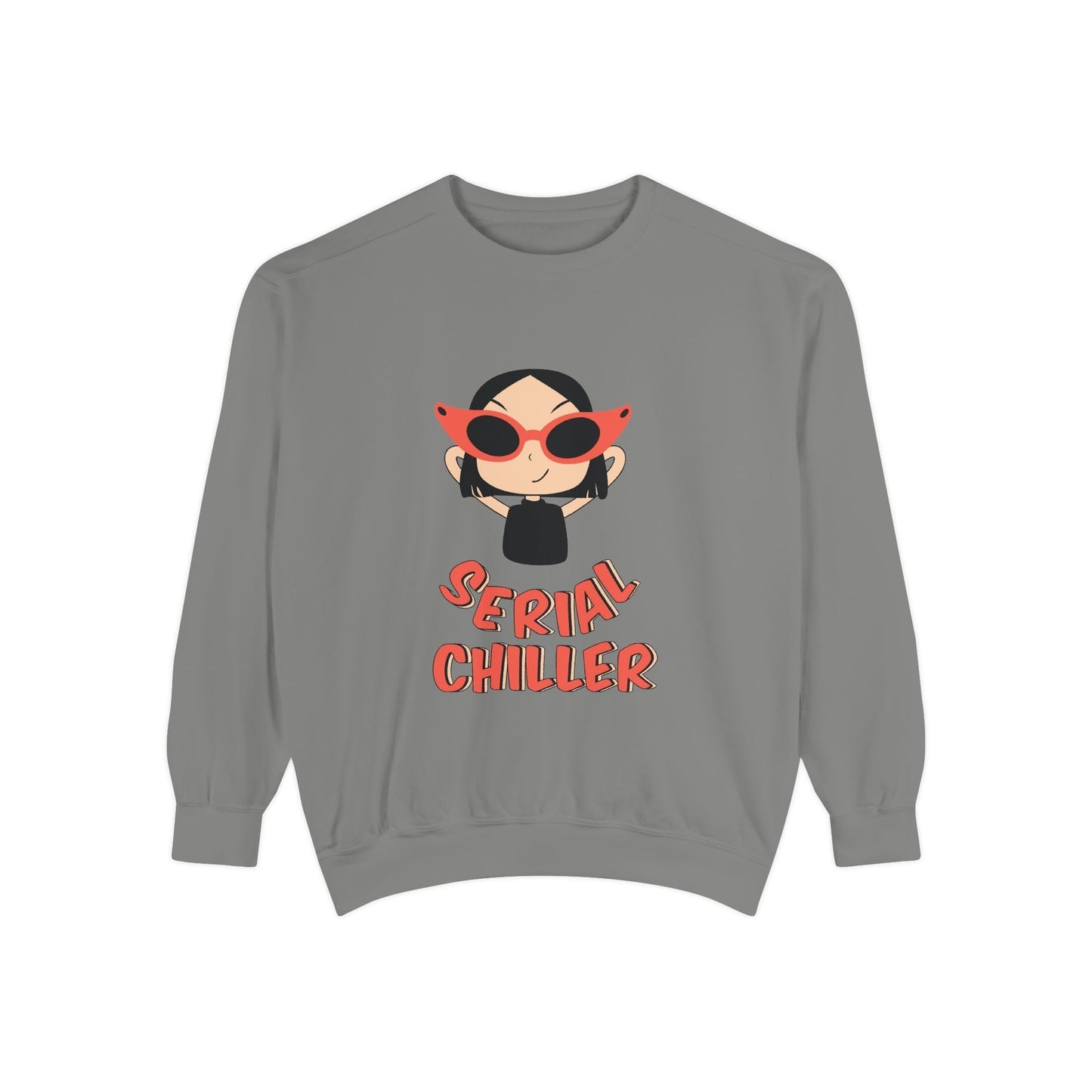 Serial Chiller Sweatshirt - Unisex Garment-Dyed Cozy Casual Wear for Trendy Lounge Style - Maklenn