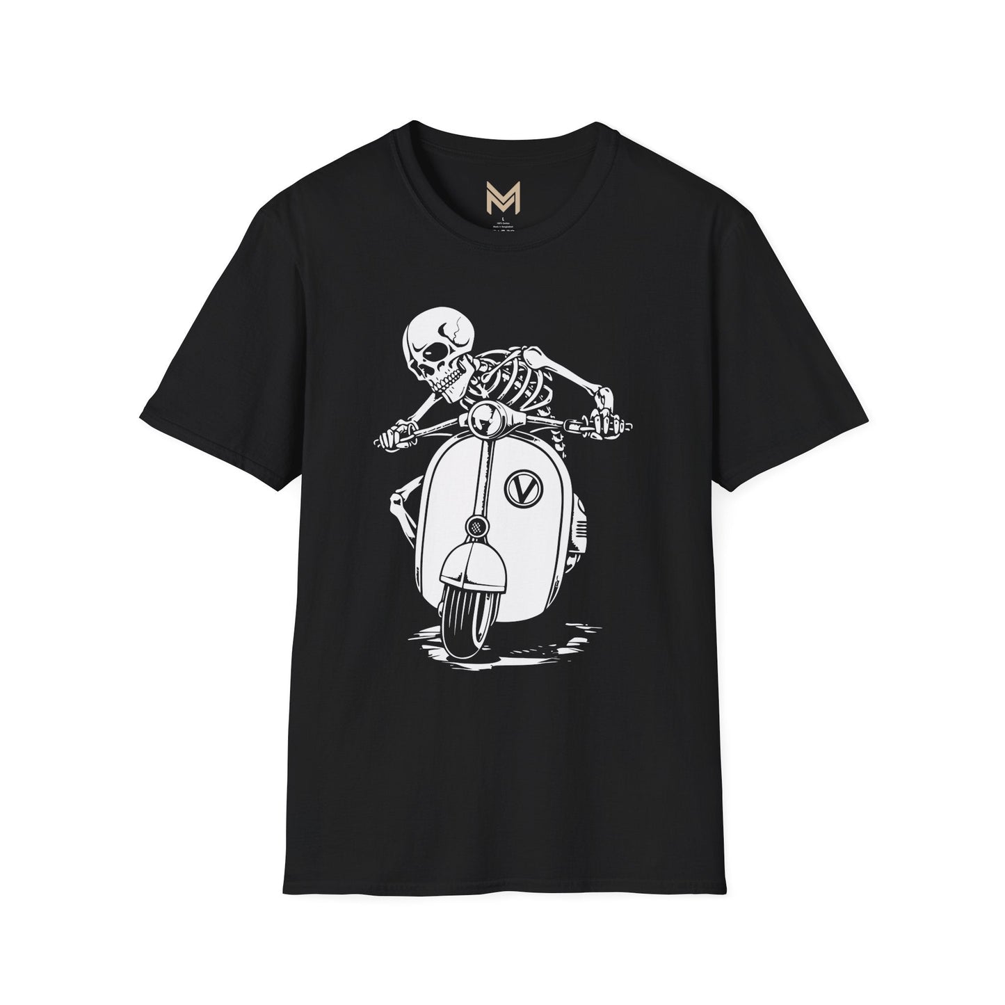 Skeleton Motorcycle T-Shirt | Unisex Softstyle Tee | Perfect for Halloween, Biker Events, Casual Wear, Festival Outfit, Gift Idea - Maklenn