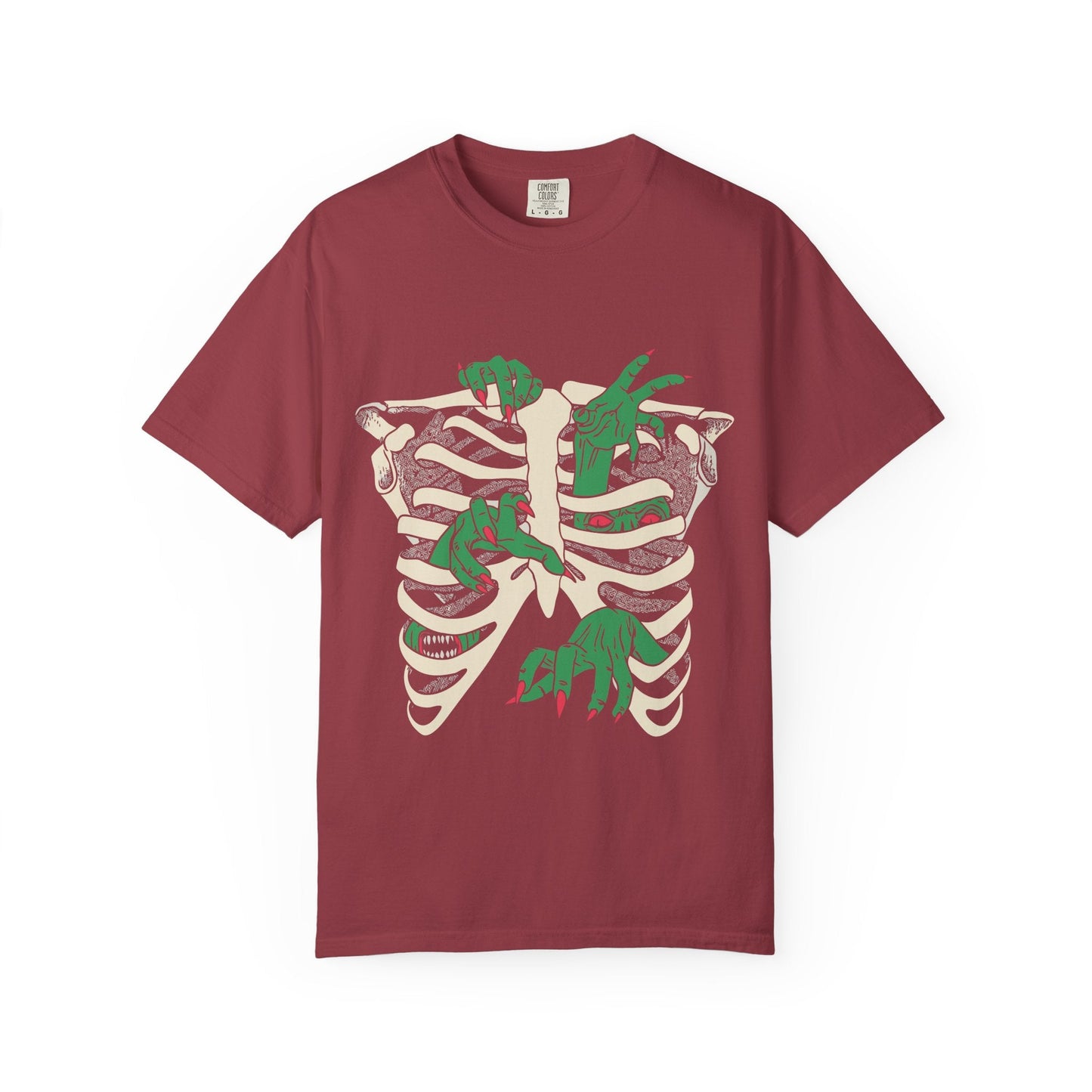 Skeleton Dino Unisex T-Shirt | Vintage Graphic Tee, Fun Gift, Casual Wear, Eco-Friendly Clothing, Halloween Apparel - Maklenn