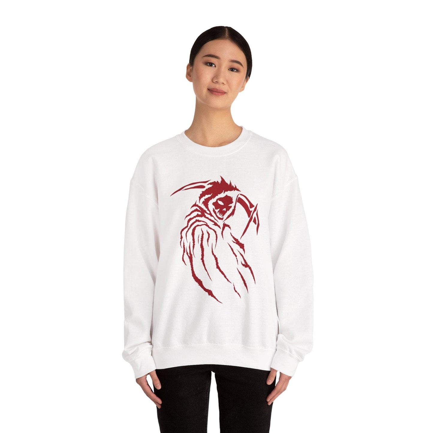Grim Reaper Crewneck Sweatshirt | Unisex Cozy Pullover, Halloween Sweatshirt, Horror Aesthetic Apparel, Gift for Fans - Maklenn