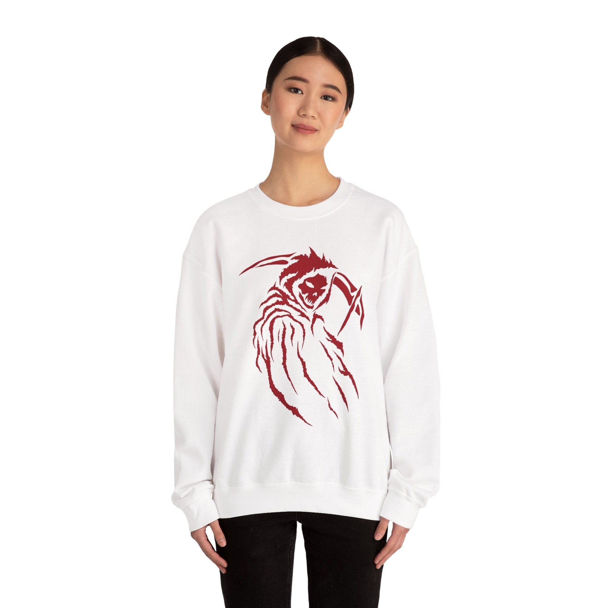 Grim Reaper Crewneck Sweatshirt | Unisex Cozy Pullover, Halloween Sweatshirt, Horror Aesthetic Apparel, Gift for Fans - Maklenn