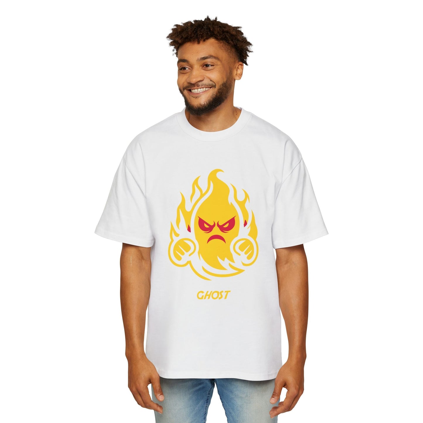 Men's Oversized Graphic Tee, Fun Flame Design, Casual Wear, Streetwear, Unique Gift, Cool Men's Apparel Printify