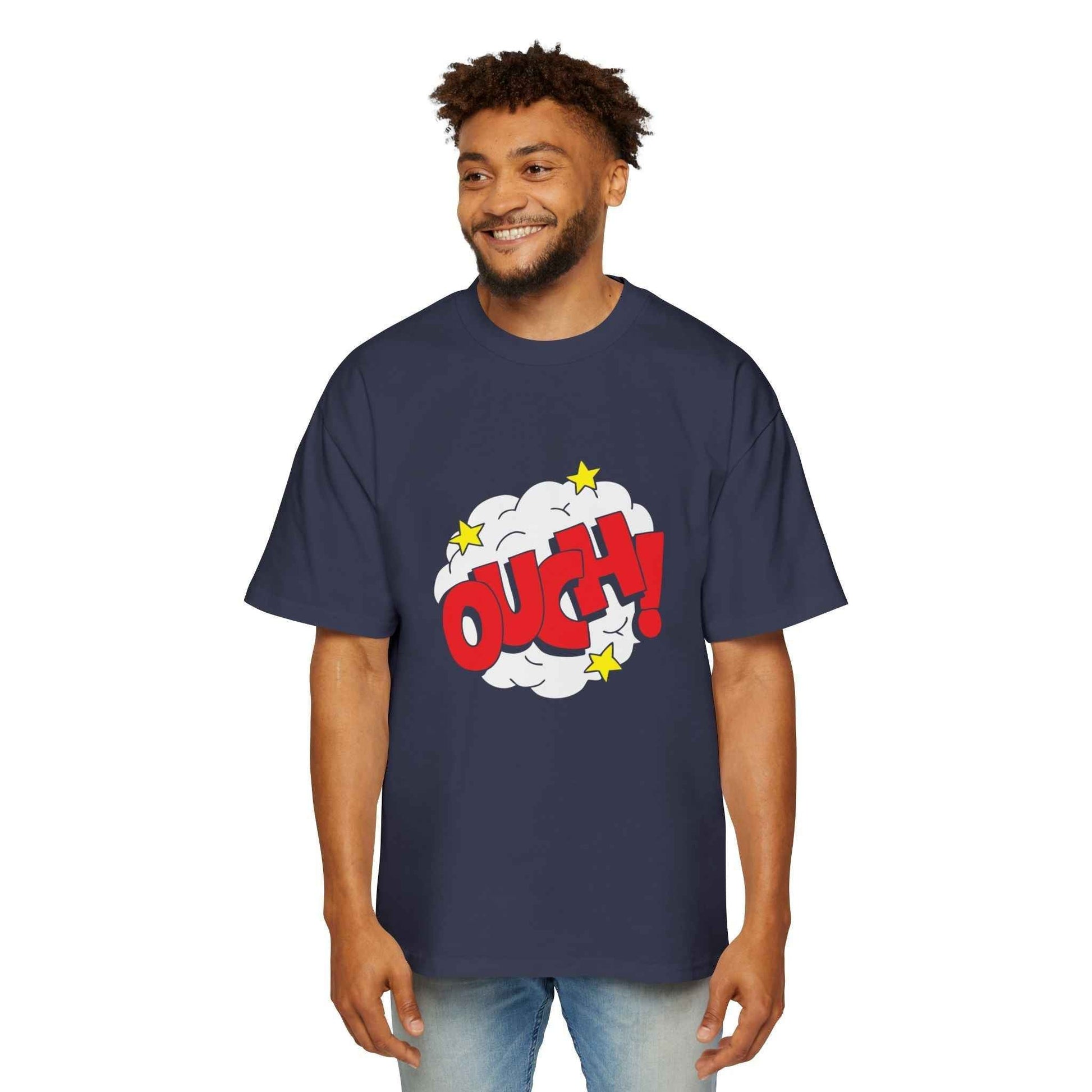 Ouch! Men's Oversized Graphic Tee - Heavy, Casual Summer Style Gift for Him - Maklenn
