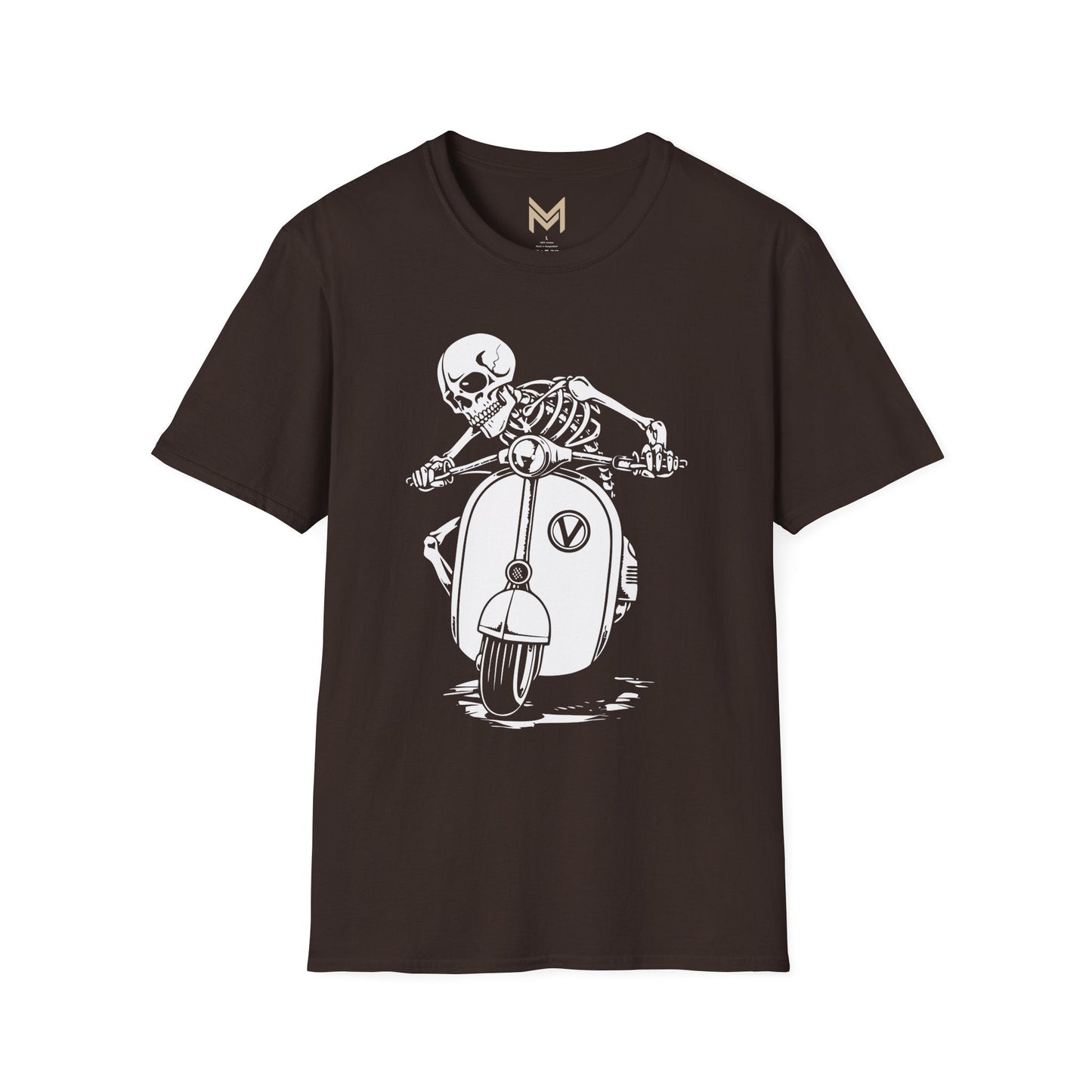 Skeleton Motorcycle T-Shirt | Unisex Softstyle Tee | Perfect for Halloween, Biker Events, Casual Wear, Festival Outfit, Gift Idea - Maklenn
