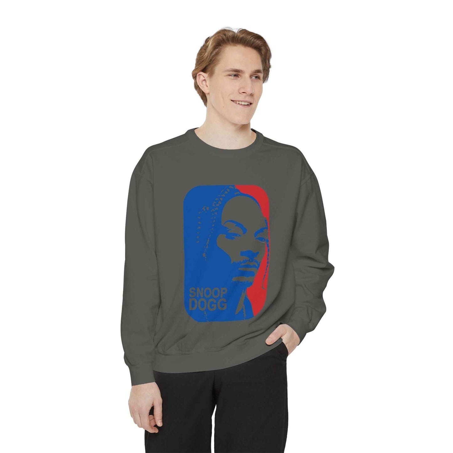 Snoop Dogg Inspired Unisex Garment-Dyed Sweatshirt - Hip Hop Style, Retro Fashion, Streetwear, Gift for Music Lovers, Cozy Apparel