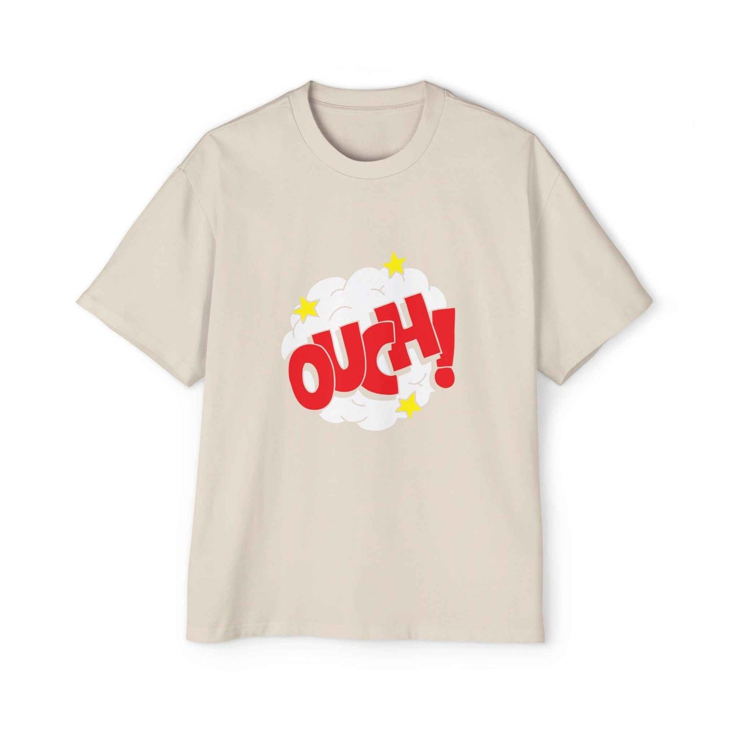 Ouch! Men's Heavy Oversized Tee, Casual T-Shirt, Gift for Him, Everyday Wear, Graphic Tee, Summer Style