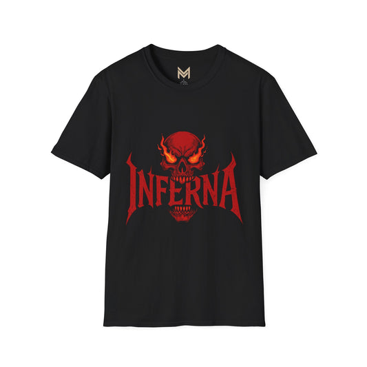 Unisex Softstyle Graphic Tee - Infernally Cool Skull Design, Alternative Fashion, Gift for Gamers, Casual Wear, Halloween Spook Printify