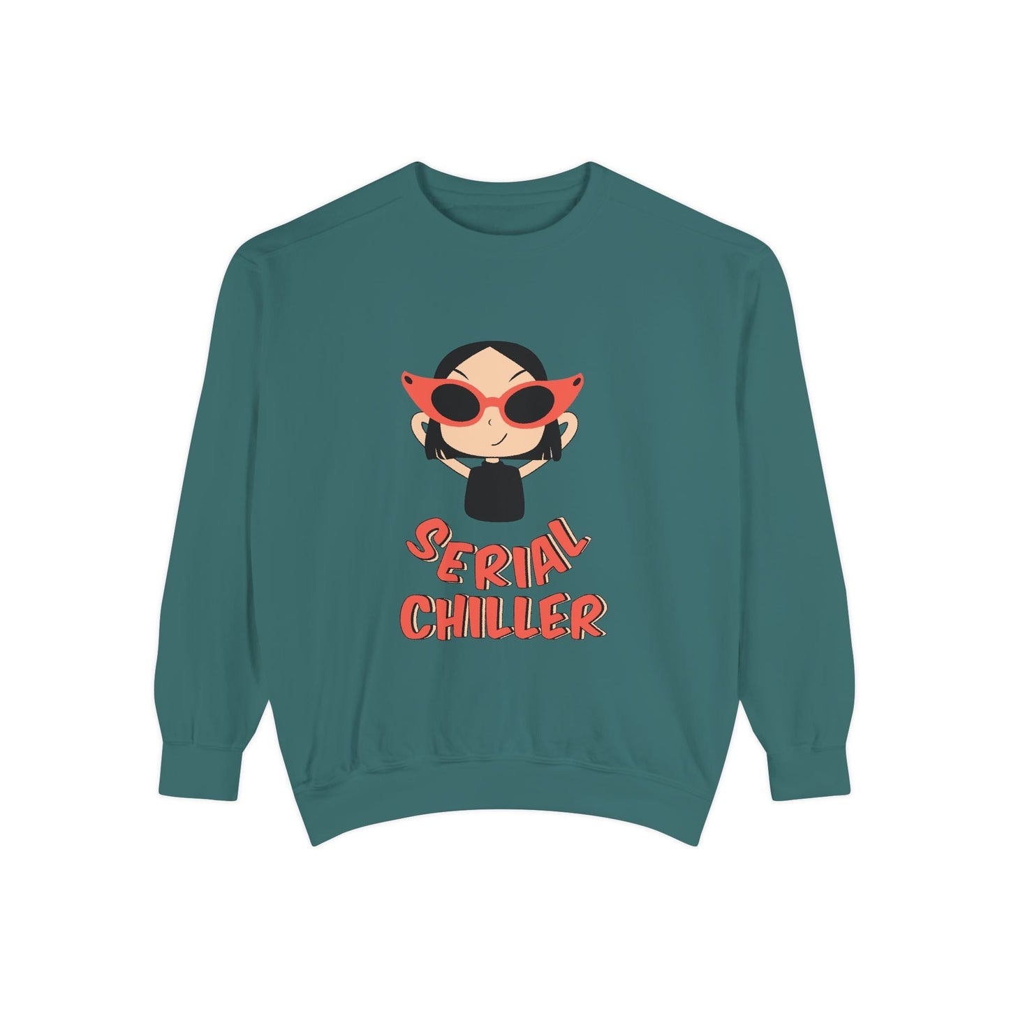 Serial Chiller Sweatshirt - Unisex Garment-Dyed Cozy Casual Wear for Trendy Lounge Style - Maklenn