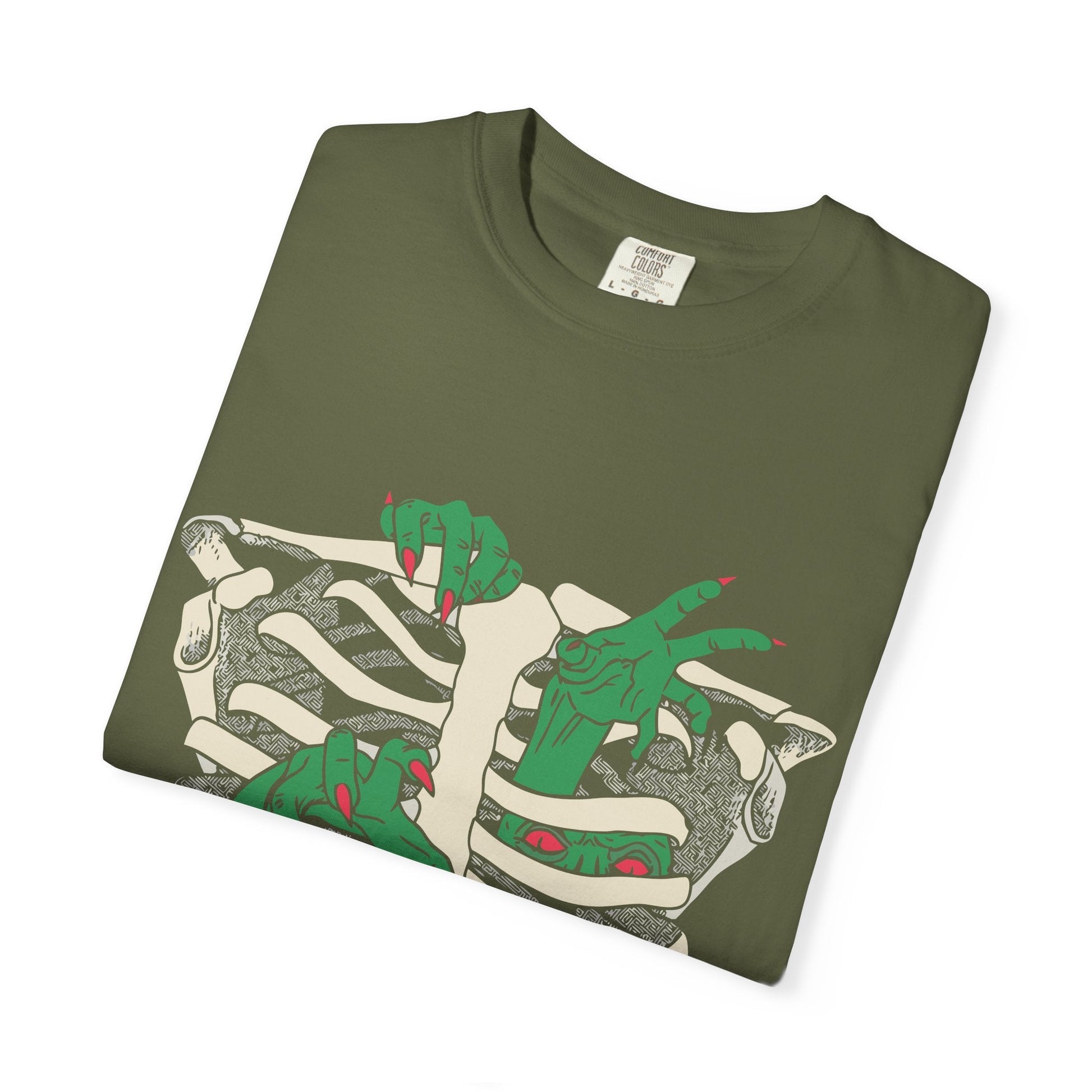 Skeleton Dino Unisex T-Shirt | Vintage Graphic Tee, Fun Gift, Casual Wear, Eco-Friendly Clothing, Halloween Apparel - Maklenn