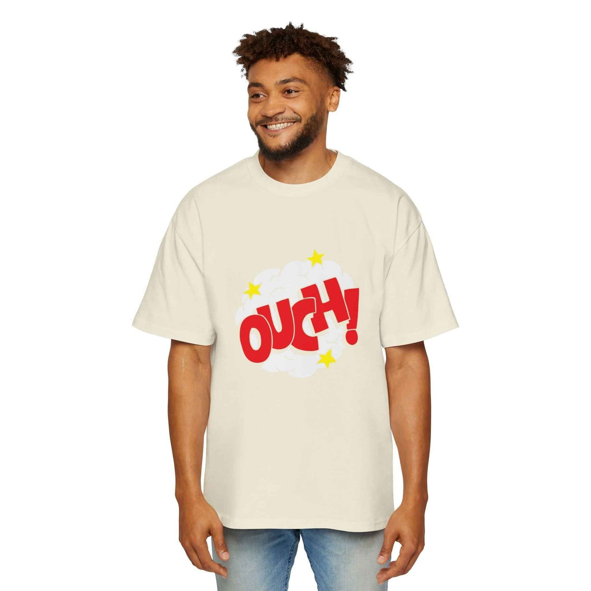 Ouch! Men's Oversized Graphic Tee - Heavy, Casual Summer Style Gift for Him - Maklenn