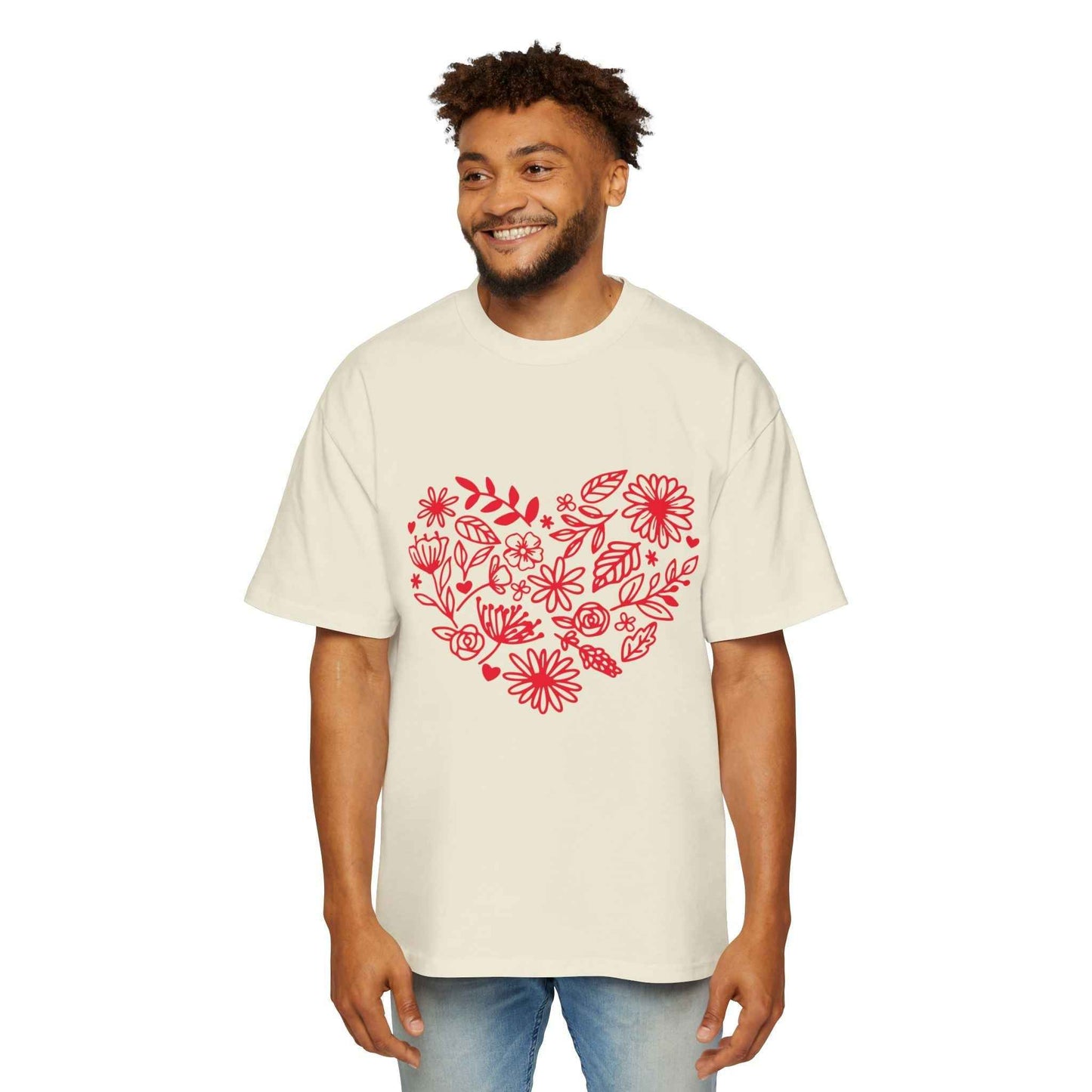 Romantic Floral Oversized Tee - Perfect for Valentine's Day, Casual Wear, Gift for Him, Comfortable Fashion, Everyday Style