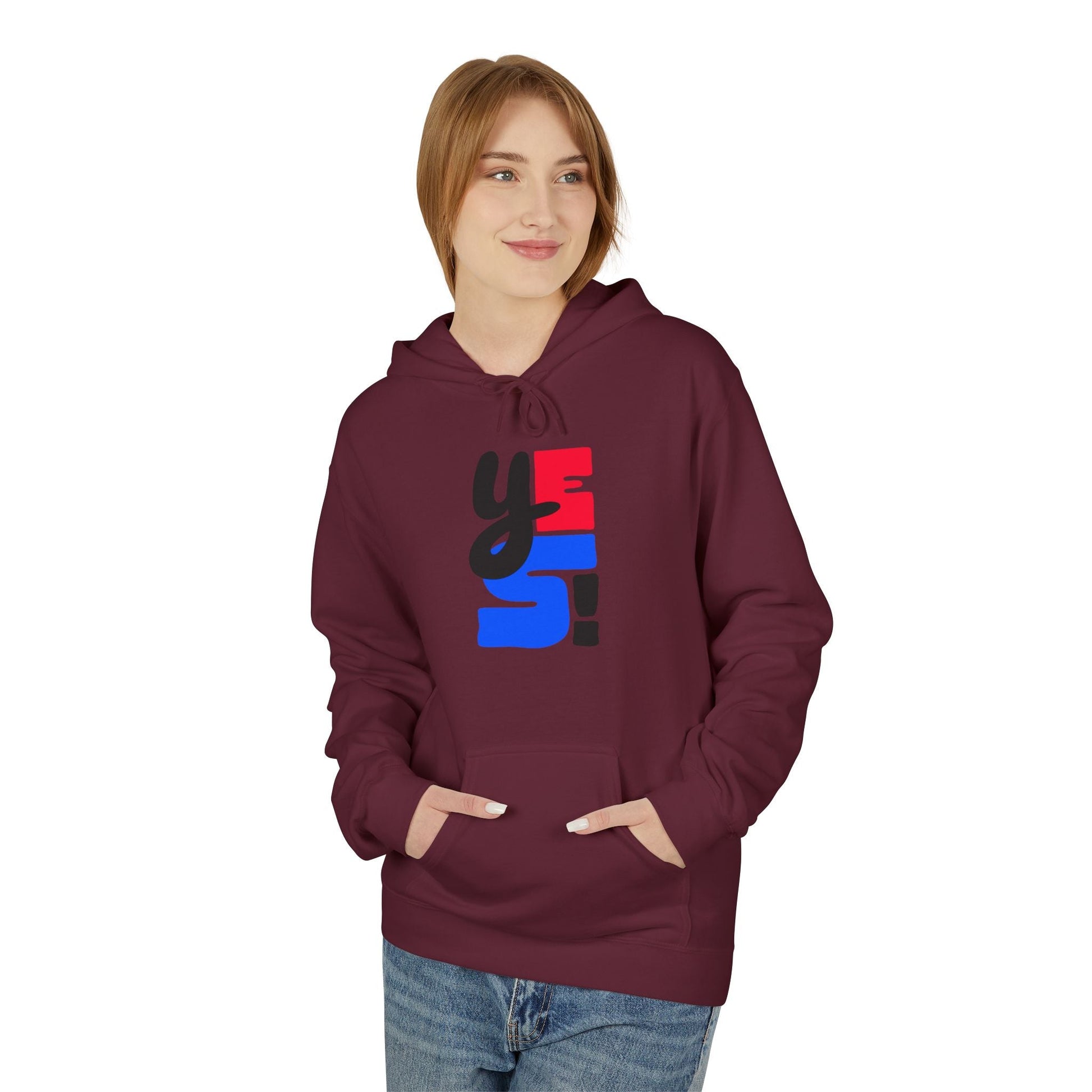 Fleece Hoodie with Bold Graphic Design, Comfortable Casual Wear for Everyday, Perfect for Holidays, Gifts for Friends, Layering Piece - Maklenn