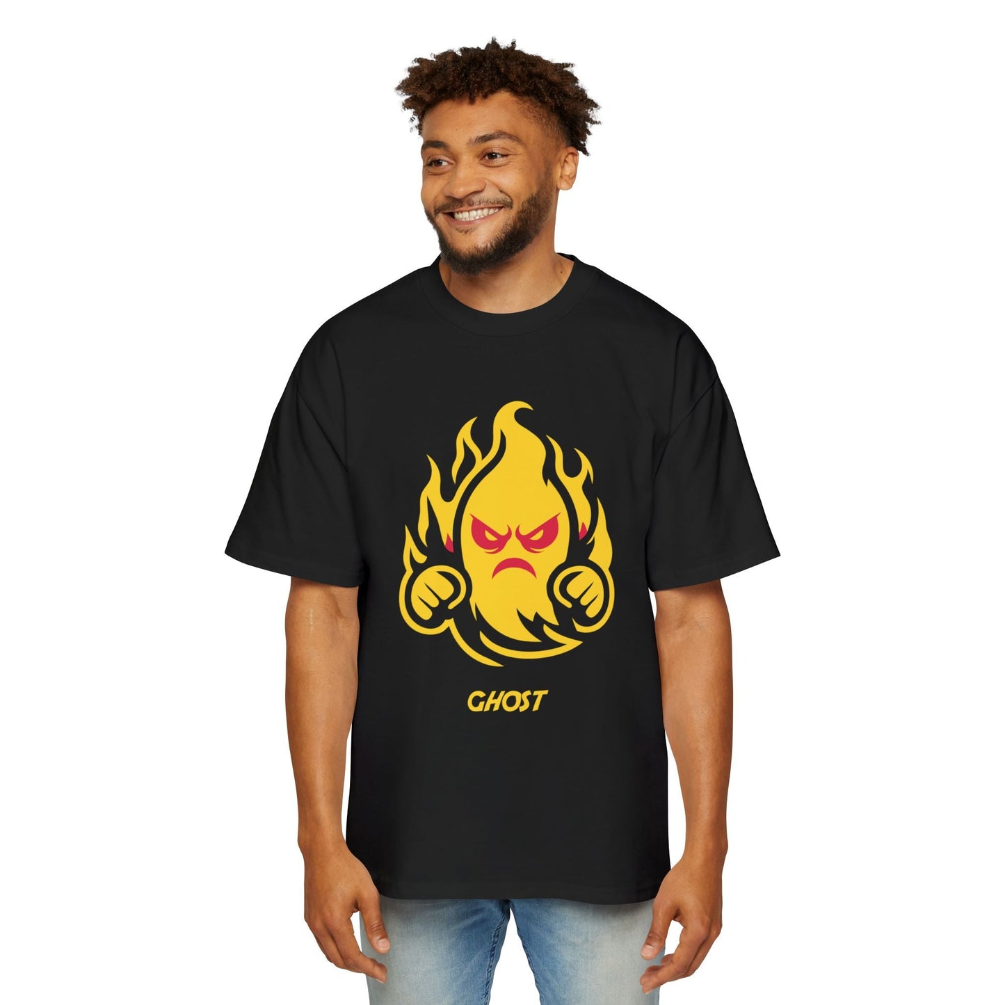 Men's Oversized Graphic Tee, Fun Flame Design, Casual Wear, Streetwear, Unique Gift, Cool Men's Apparel Printify