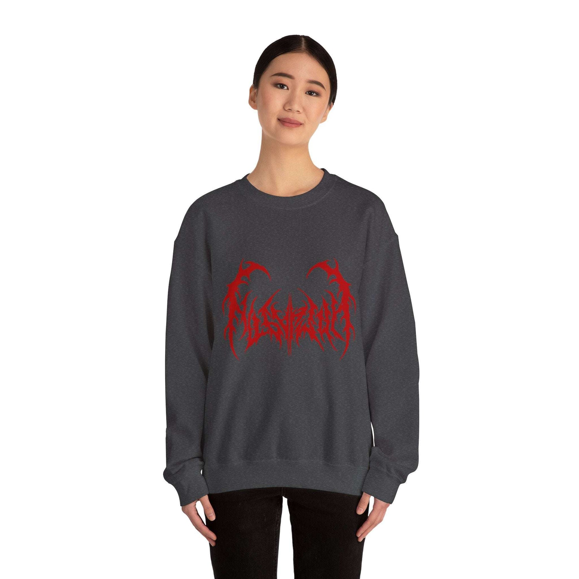 Gothic Graphic Sweatshirt, Trendy Unisex Crewneck, Perfect for Concerts, Casual Outings, Gift for Music Lovers, Halloween Apparel - Maklenn