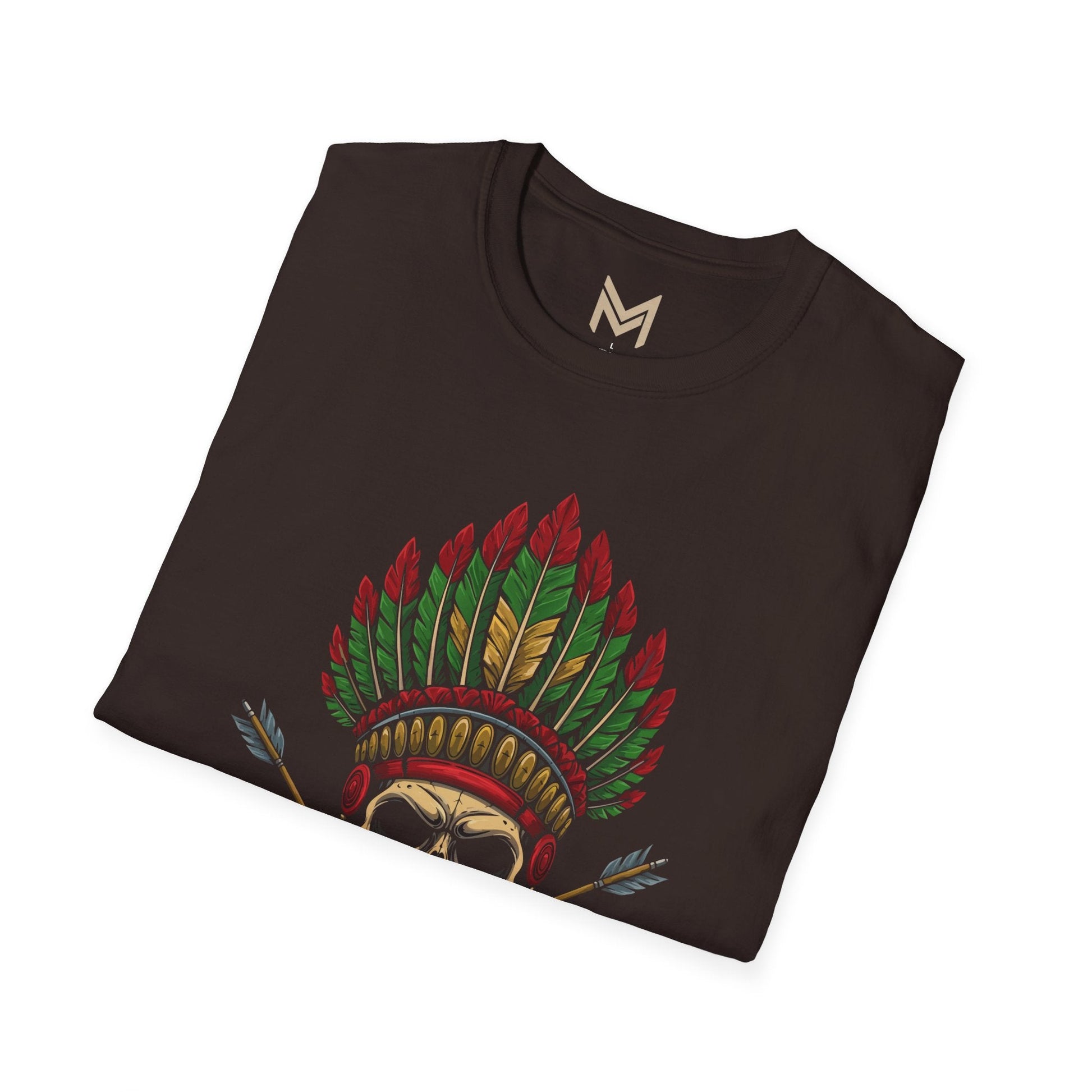 Skull and Feather Camp T-Shirt, Boho Unisex Tee, Festival Apparel, Edgy Graphic Shirt, Halloween Costume Top - Maklenn