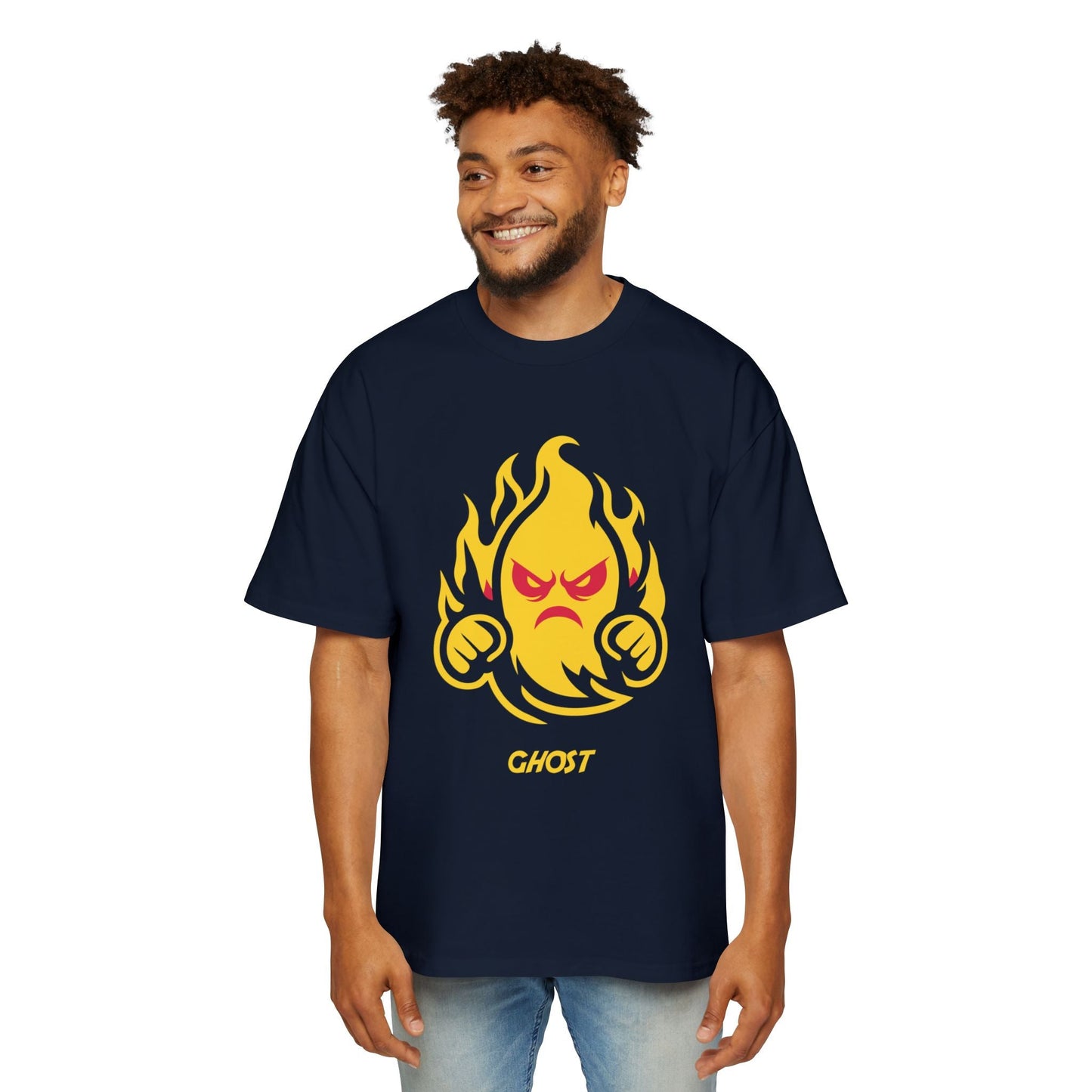 Men's Oversized Graphic Tee, Fun Flame Design, Casual Wear, Streetwear, Unique Gift, Cool Men's Apparel Printify