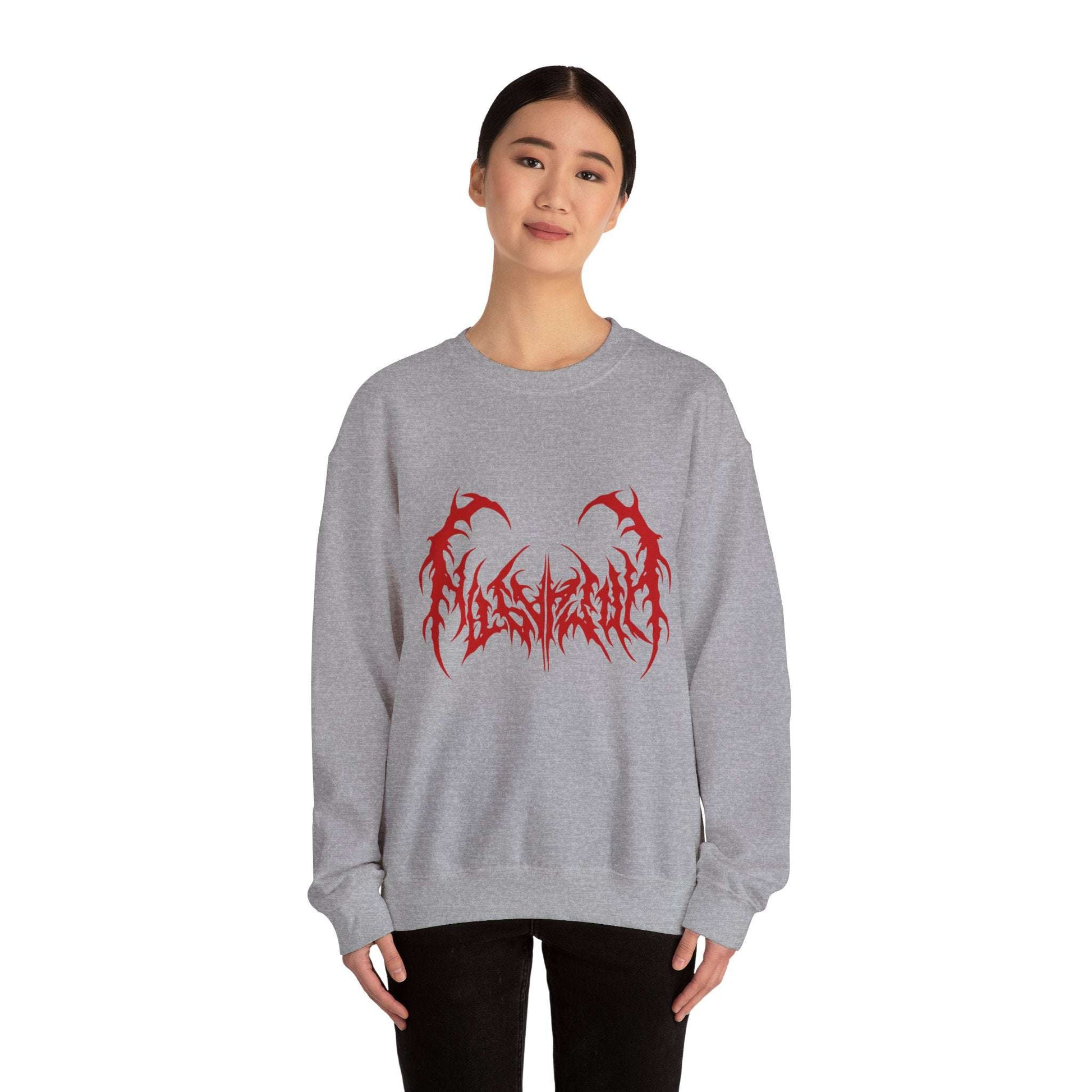 Gothic Graphic Sweatshirt, Trendy Unisex Crewneck, Perfect for Concerts, Casual Outings, Gift for Music Lovers, Halloween Apparel - Maklenn