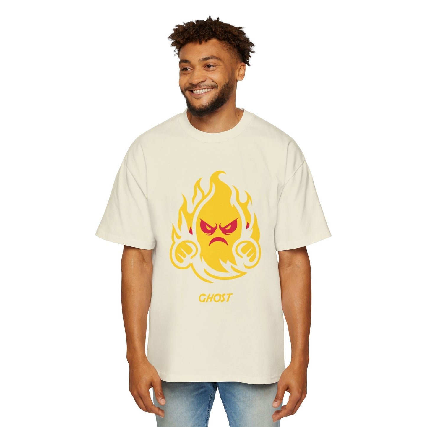 Men's Oversized Graphic Tee, Fun Flame Design, Casual Wear, Streetwear, Unique Gift, Cool Men's Apparel Printify