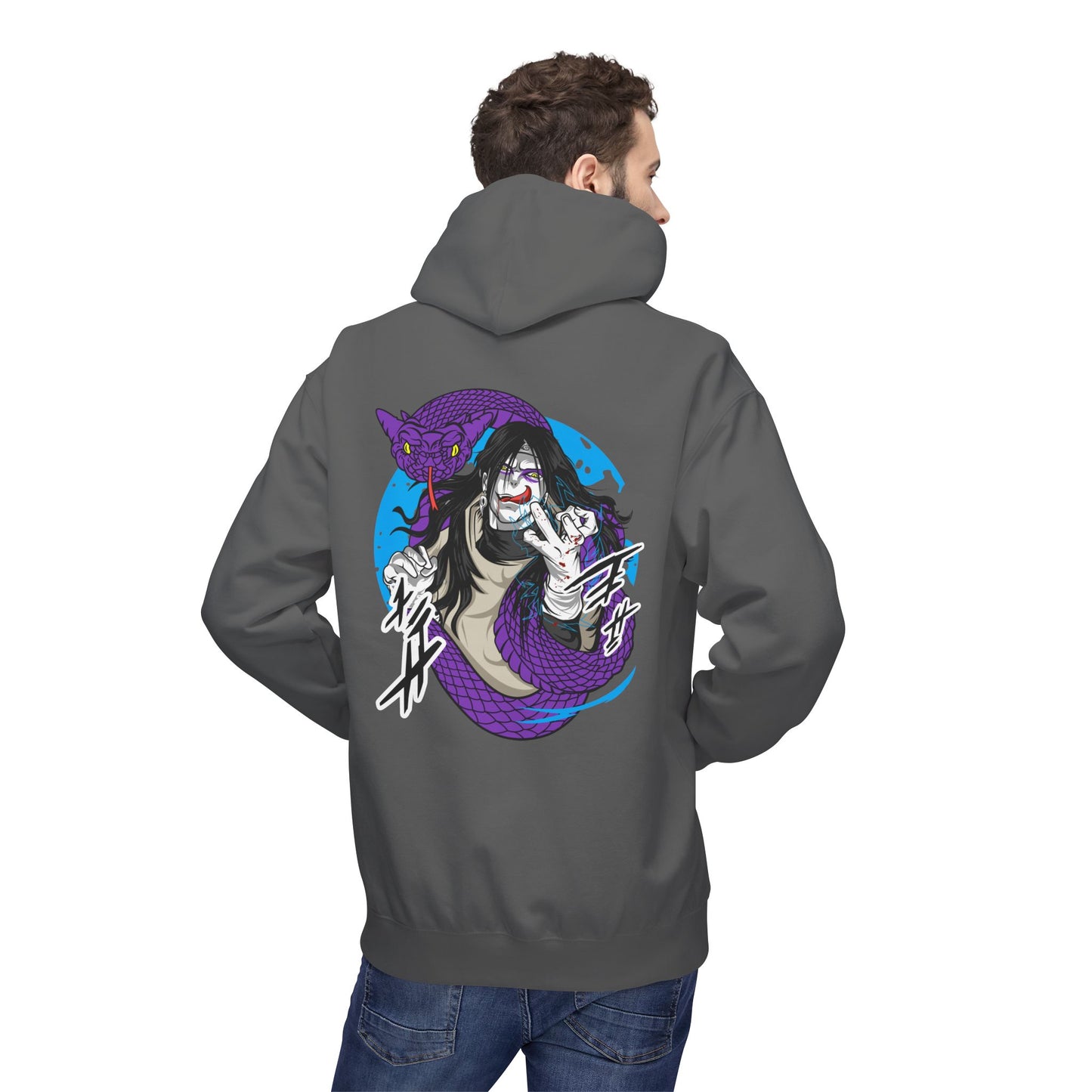 Hoodie - Japanese Yokai Snake Demon Graphic Back Print (Anime Horror Streetwear)