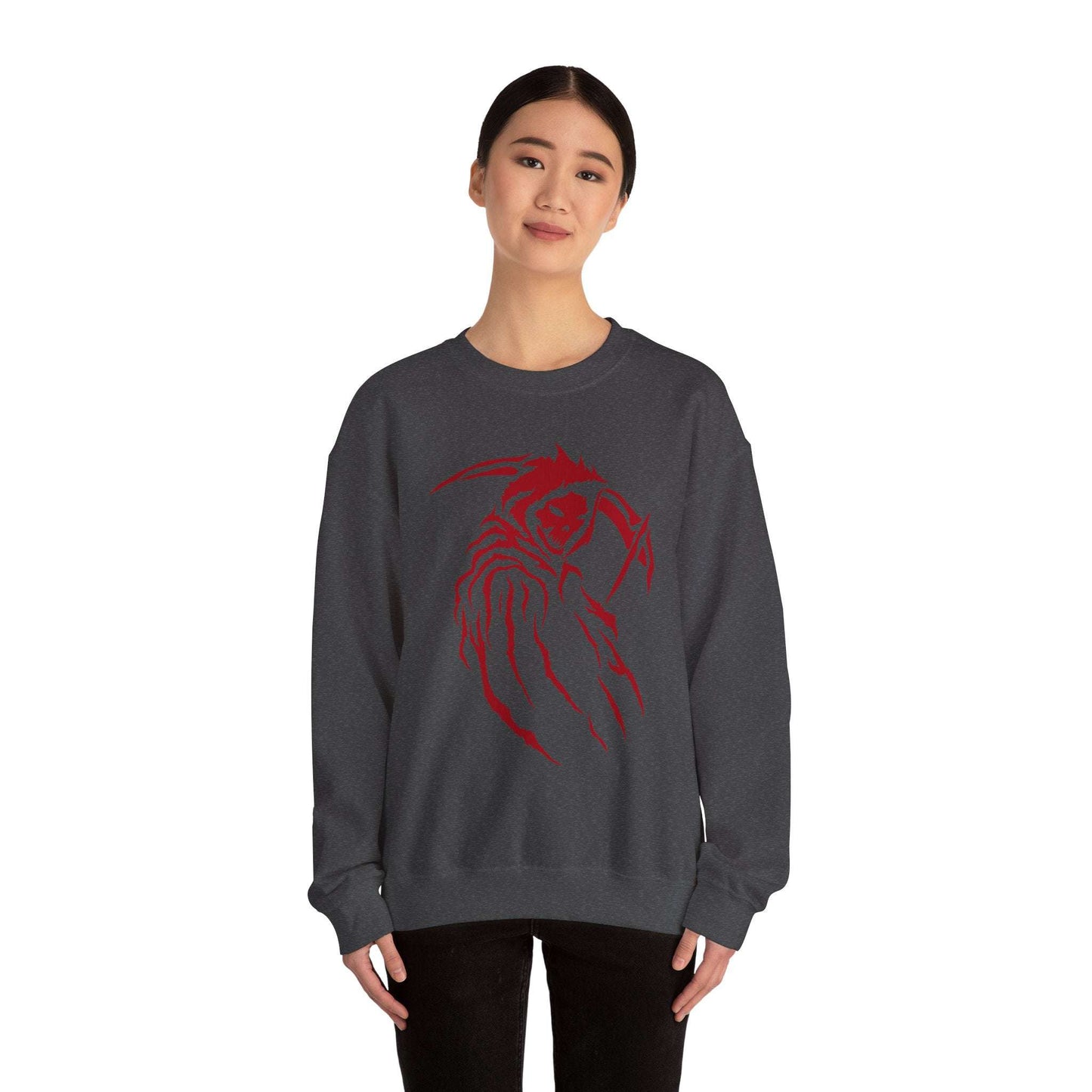 Grim Reaper Crewneck Sweatshirt | Unisex Cozy Pullover, Halloween Sweatshirt, Horror Aesthetic Apparel, Gift for Fans - Maklenn