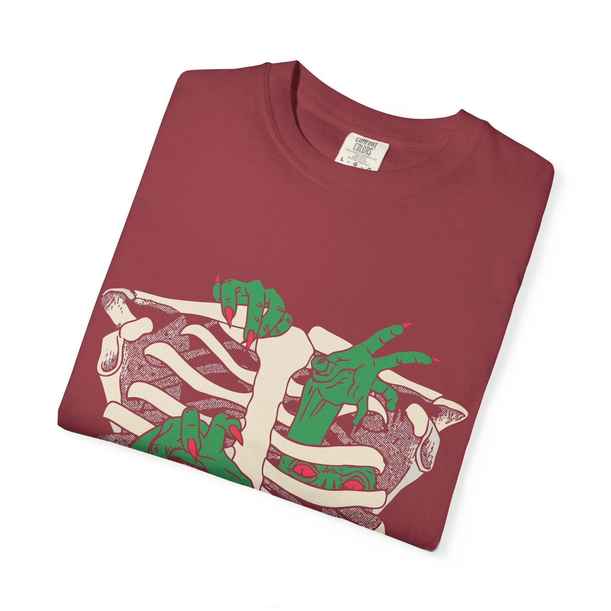 Skeleton Dino Unisex T-Shirt | Vintage Graphic Tee, Fun Gift, Casual Wear, Eco-Friendly Clothing, Halloween Apparel - Maklenn