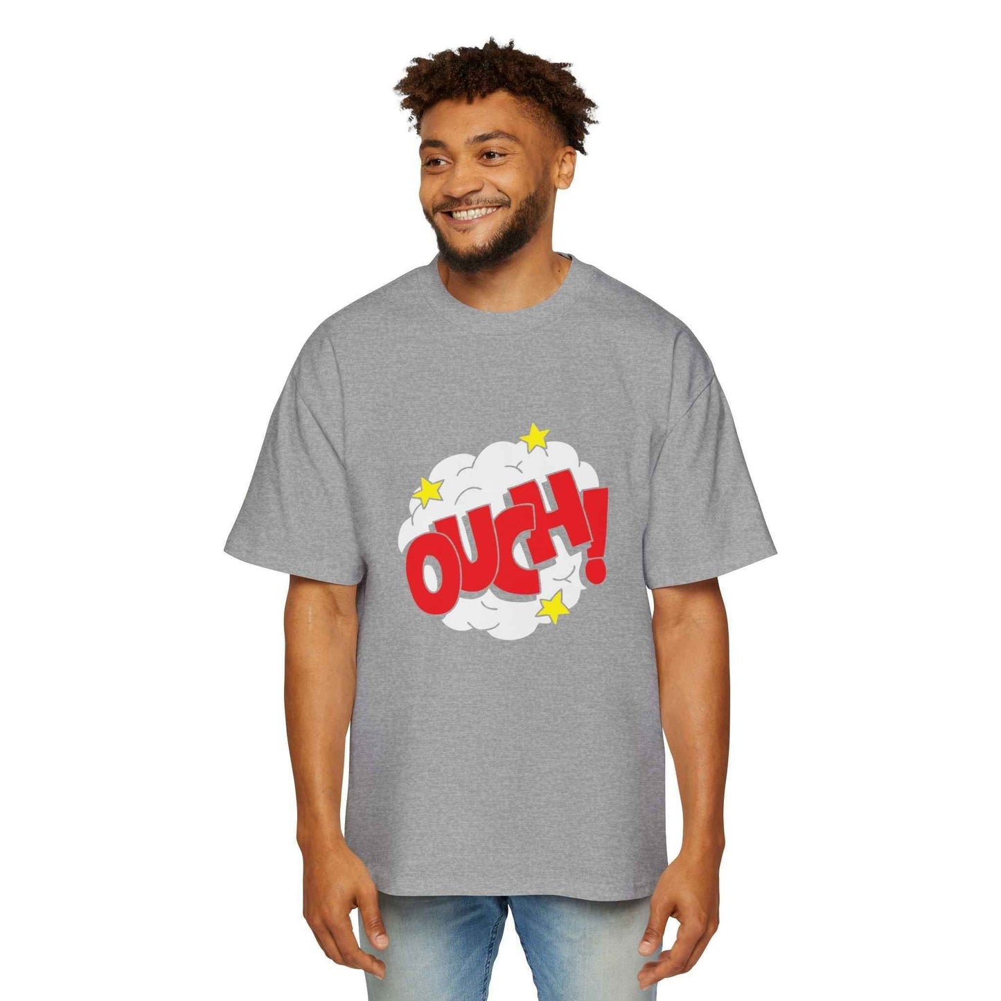 Ouch! Men's Oversized Graphic Tee - Heavy, Casual Summer Style Gift for Him - Maklenn