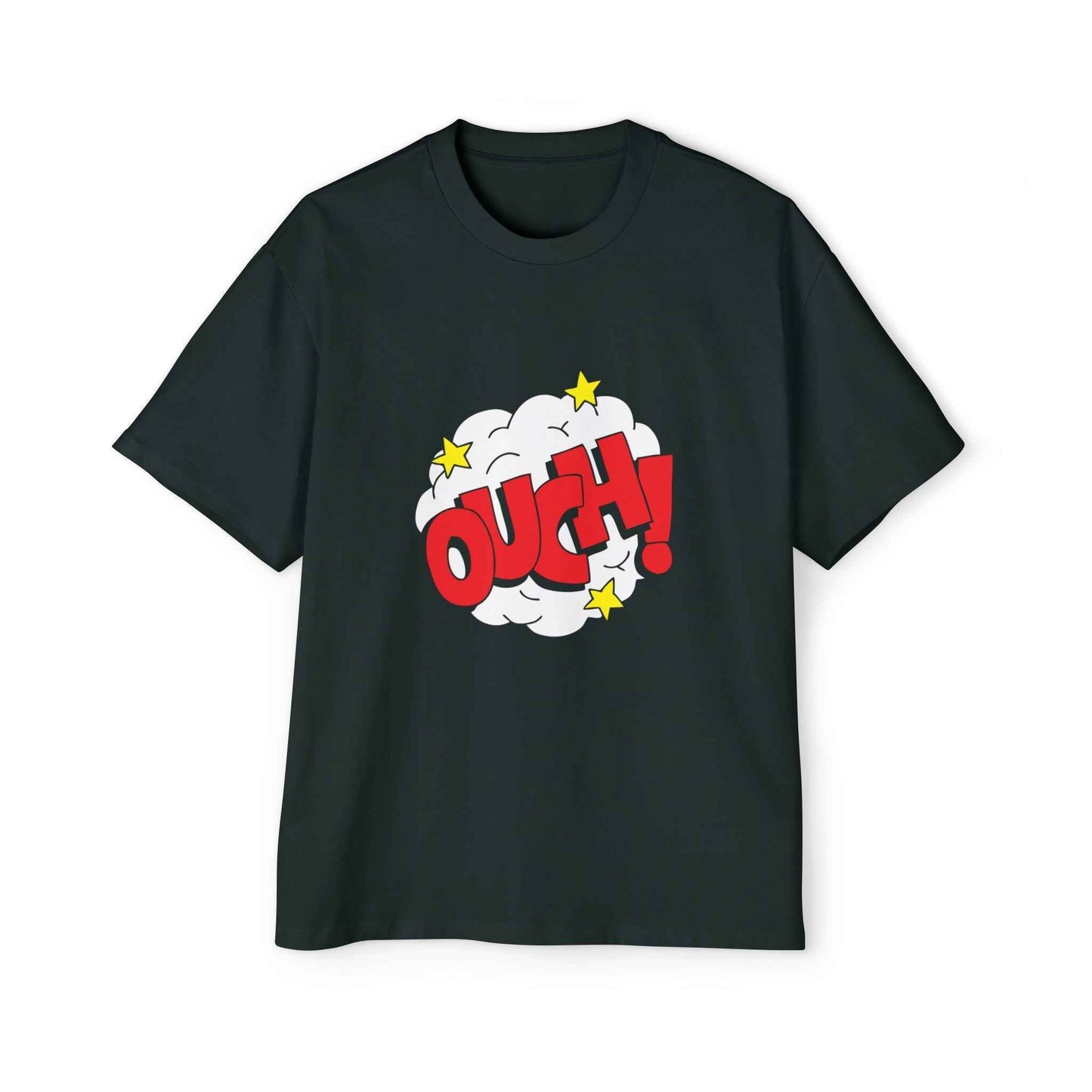 Ouch! Men's Heavy Oversized Tee, Casual T-Shirt, Gift for Him, Everyday Wear, Graphic Tee, Summer Style