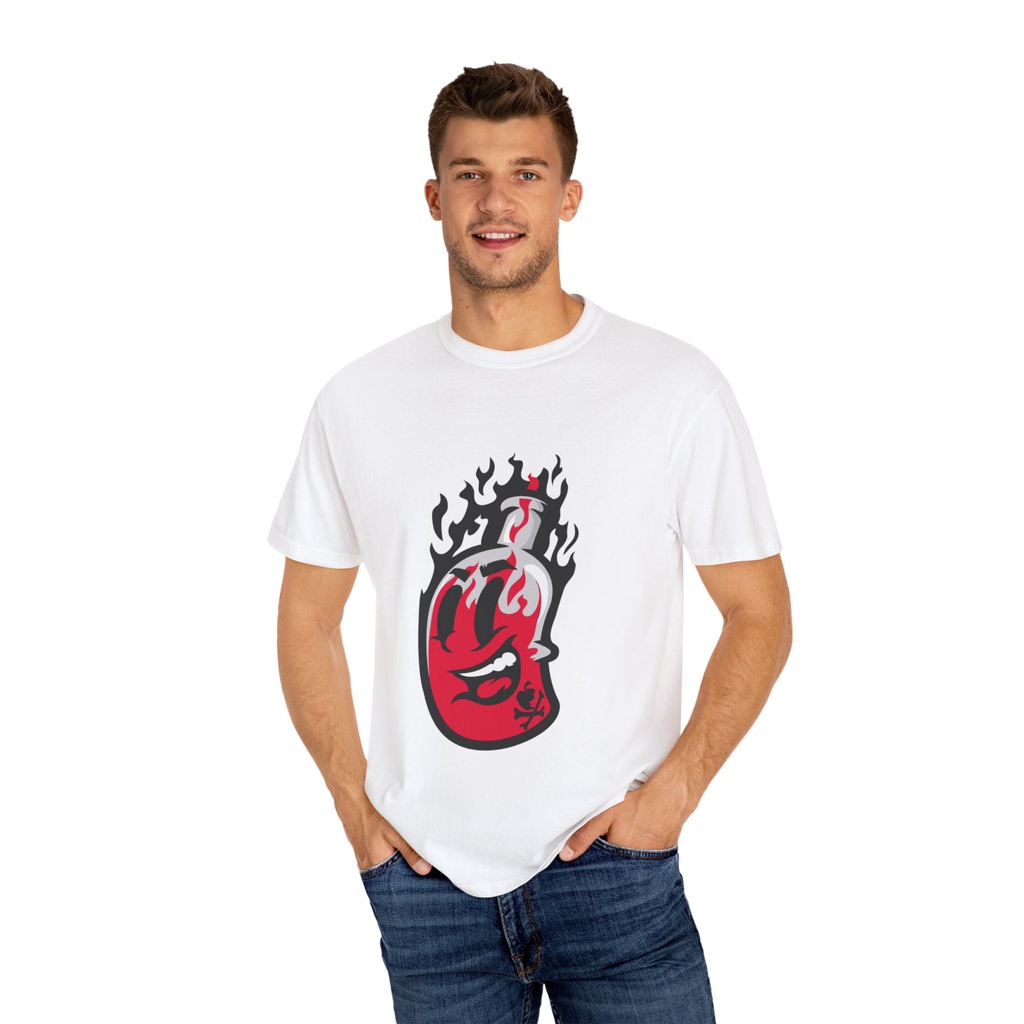 Flame Graphic T-shirt for Unisex, Casual Summer Wear, Gift for Music Lovers, Vibrant Artwork Tee, Trendy Fashion Top Printify