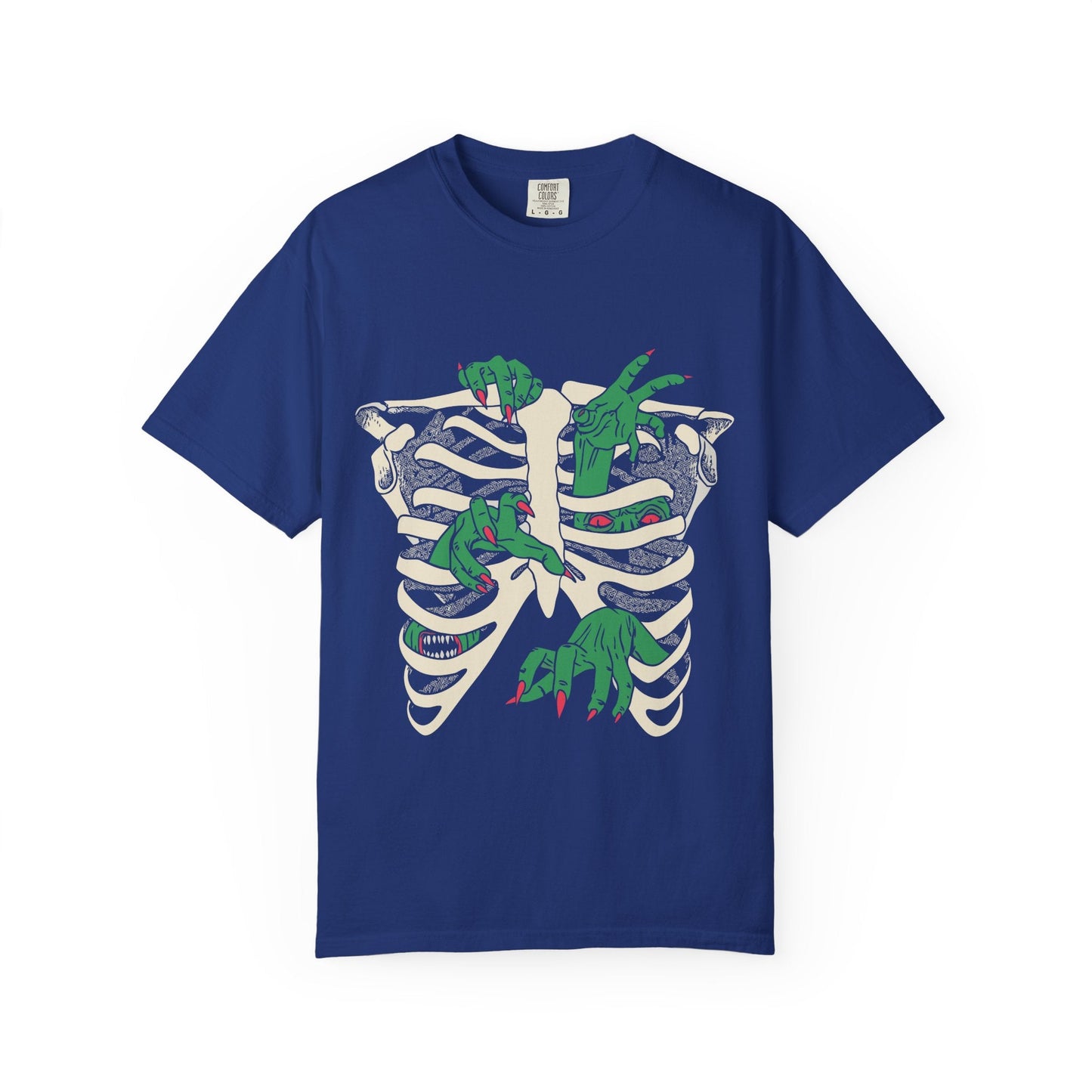 Skeleton Dino Unisex T-Shirt | Vintage Graphic Tee, Fun Gift, Casual Wear, Eco-Friendly Clothing, Halloween Apparel - Maklenn