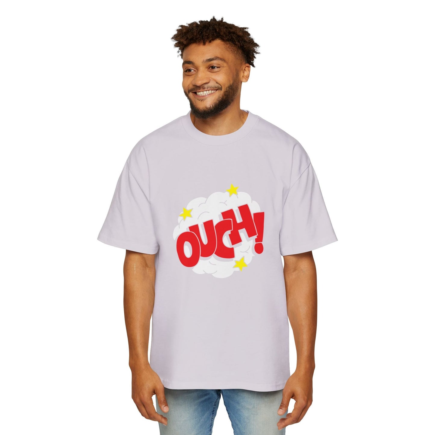 Ouch! Men's Heavy Oversized Tee, Casual T-Shirt, Gift for Him, Everyday Wear, Graphic Tee, Summer Style Printify