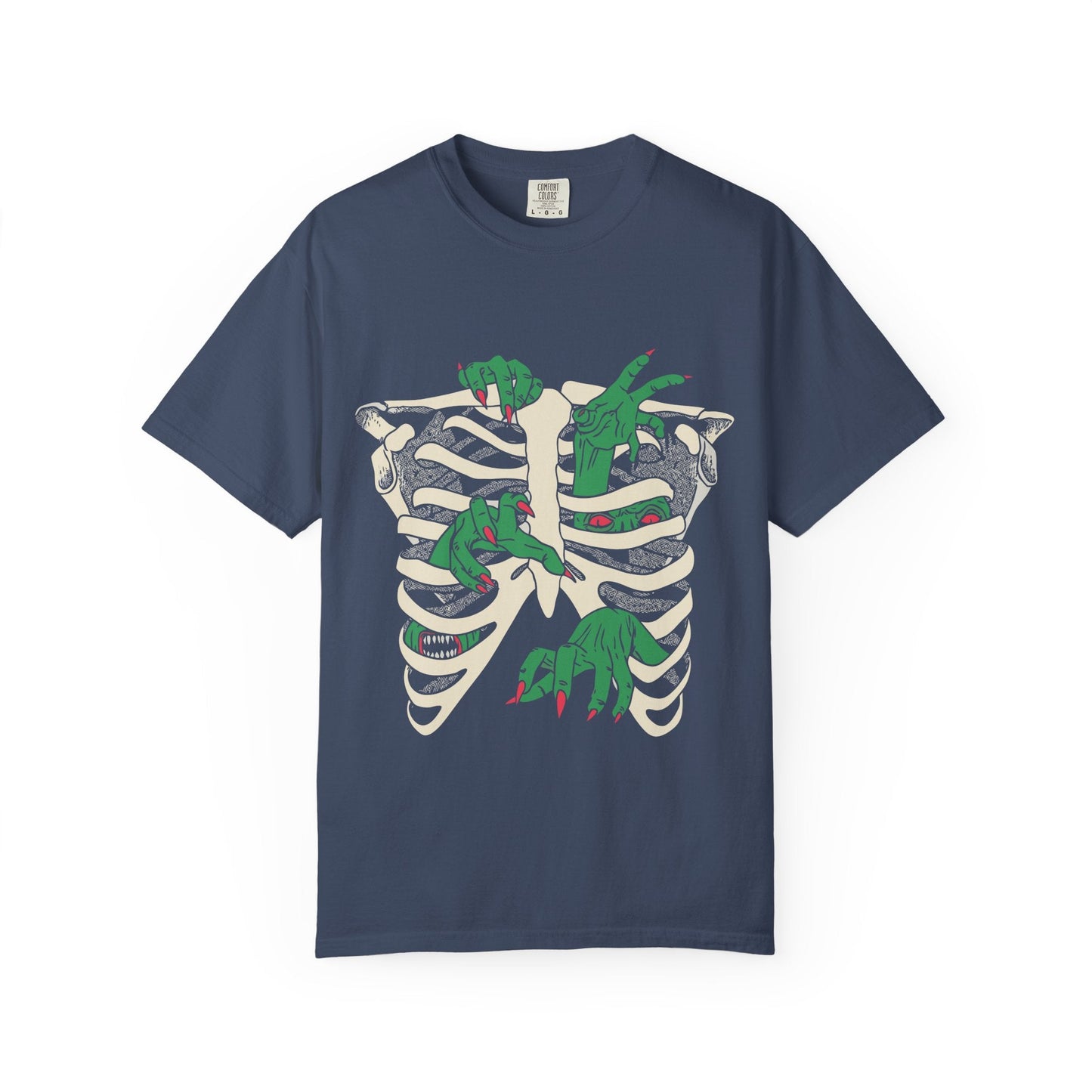Skeleton Dino Unisex T-Shirt | Vintage Graphic Tee, Fun Gift, Casual Wear, Eco-Friendly Clothing, Halloween Apparel - Maklenn
