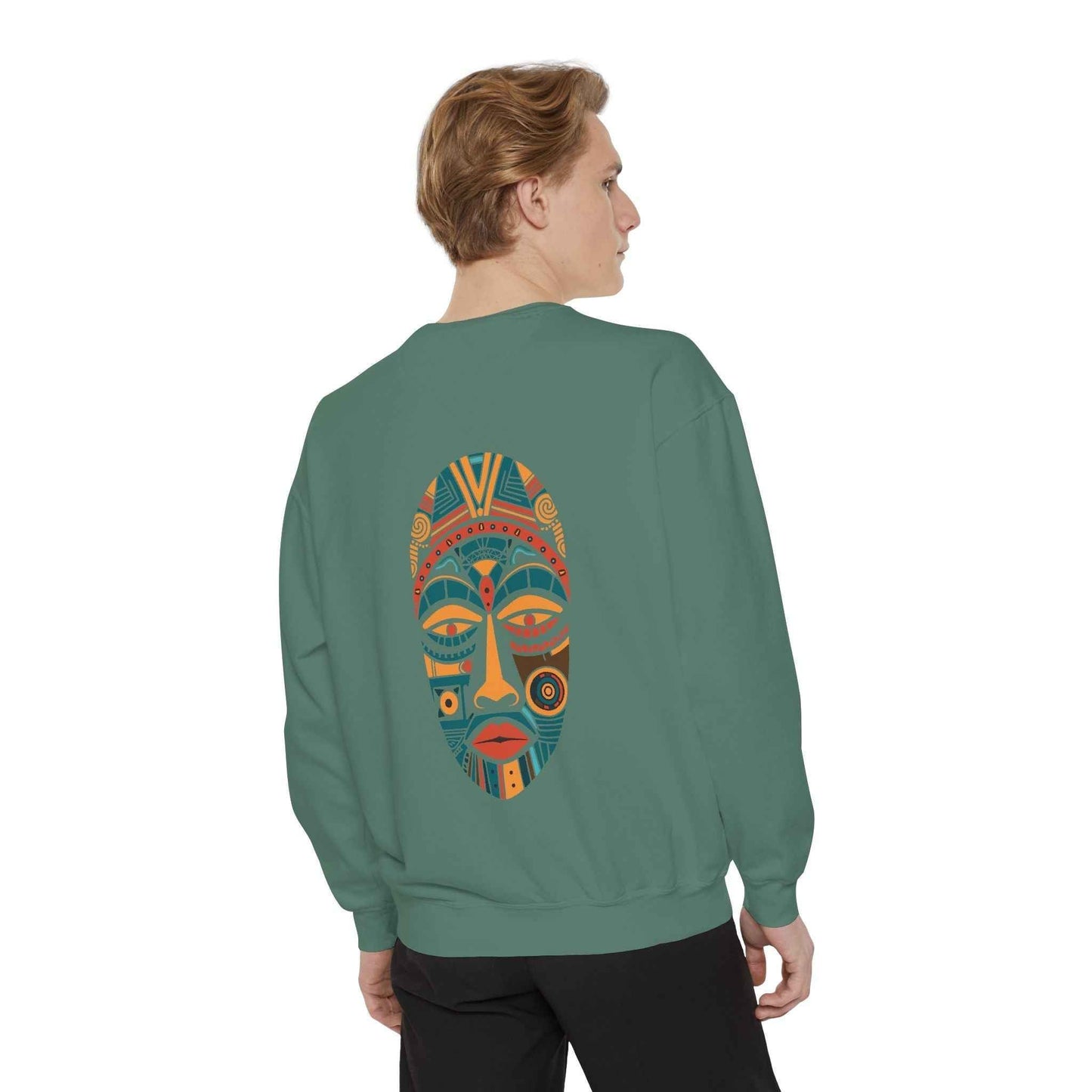 Artistic Unisex Sweatshirt with Colorful Face Design - Cozy Casual Wear for Fall Fashion and Unique Gifts - Maklenn