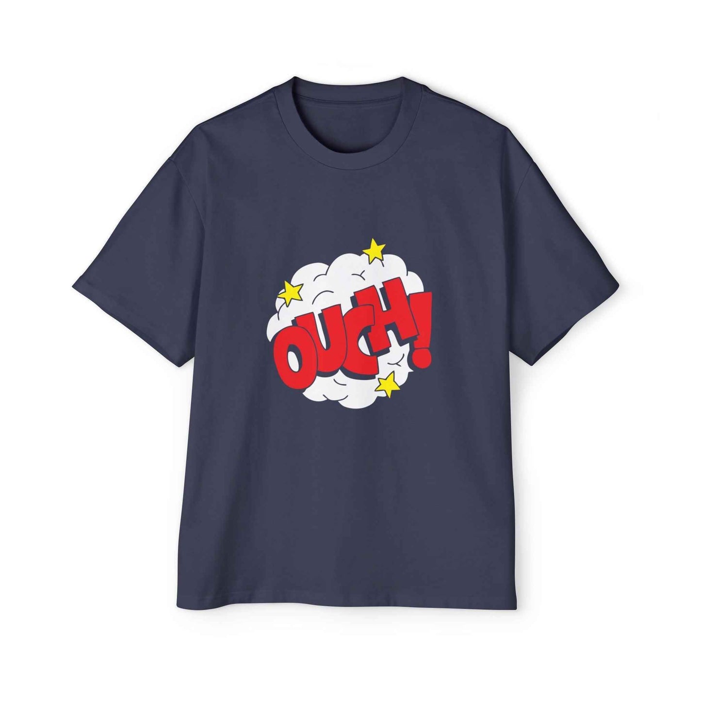 Ouch! Men's Heavy Oversized Tee, Casual T-Shirt, Gift for Him, Everyday Wear, Graphic Tee, Summer Style
