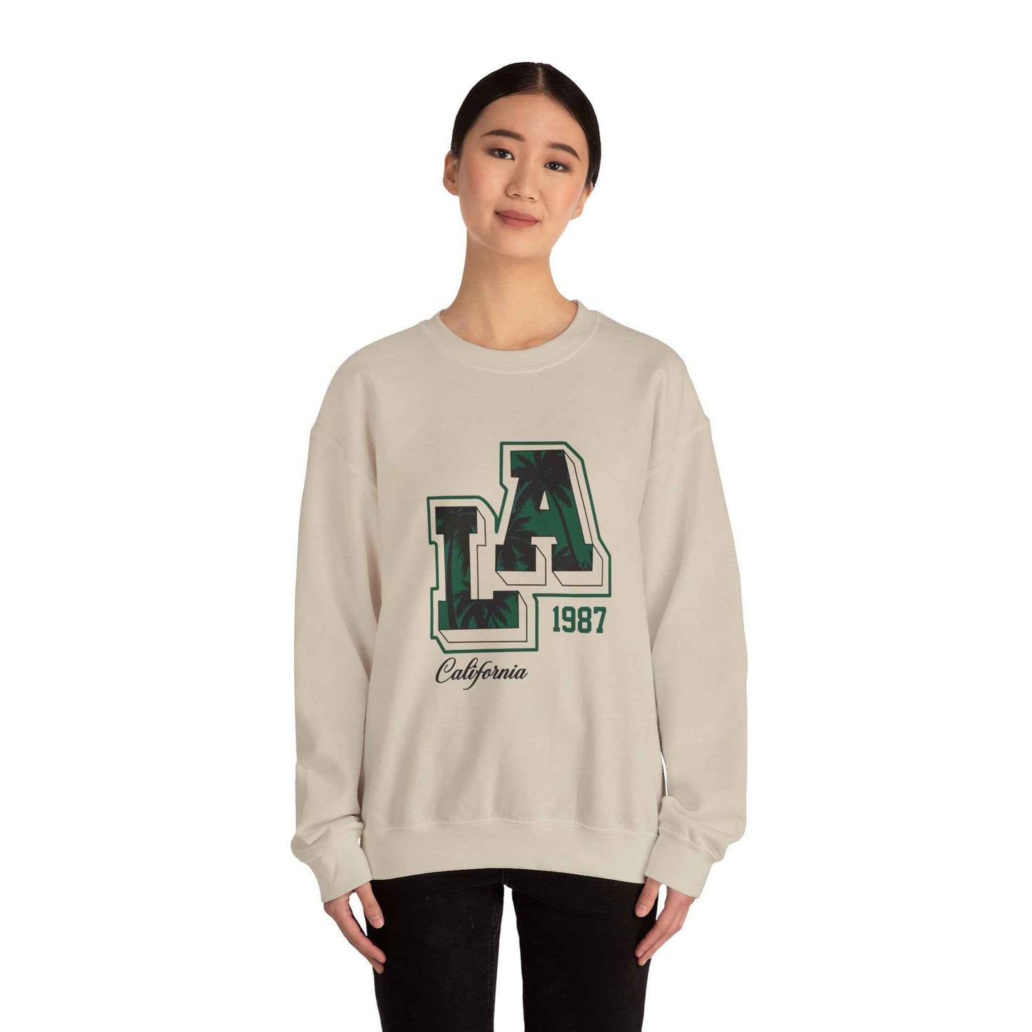 LA California 1987 Crewneck Sweatshirt, Cozy Unisex Sweatshirt, Casual Outing Apparel, Perfect Gift for Birthdays, Relaxed Fit Tees