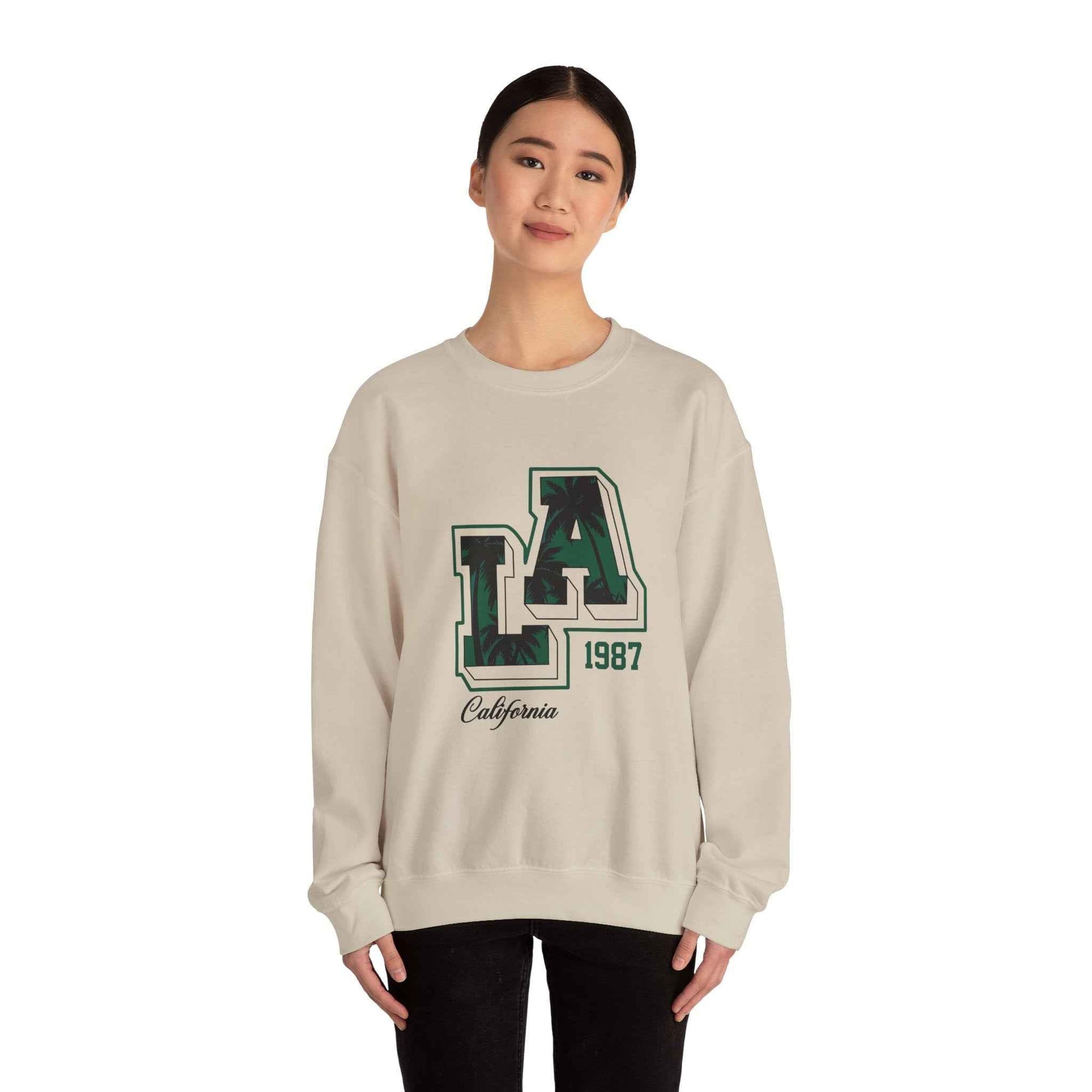 LA California Crewneck Sweatshirt - Cozy Unisex Casual Apparel, Ideal Birthday Gift, Relaxed Fit Tees - Maklenn