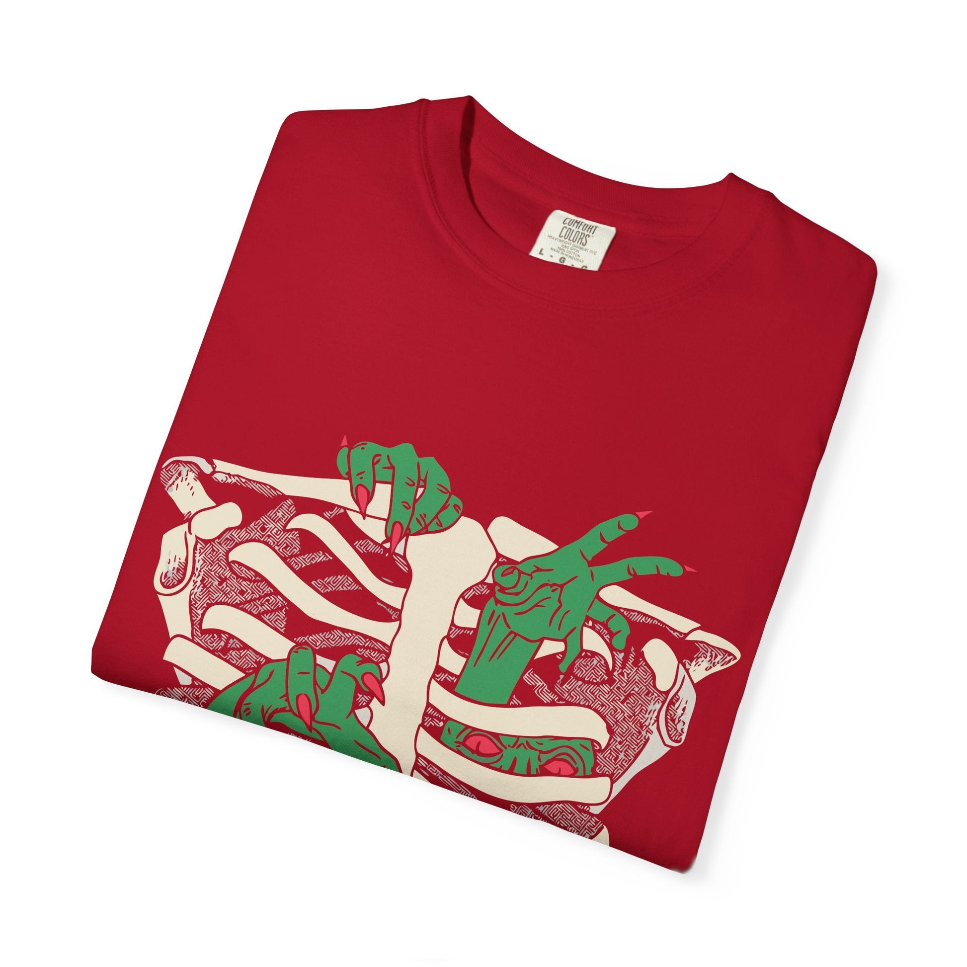 Skeleton Dino Unisex T-Shirt | Vintage Graphic Tee, Fun Gift, Casual Wear, Eco-Friendly Clothing, Halloween Apparel - Maklenn