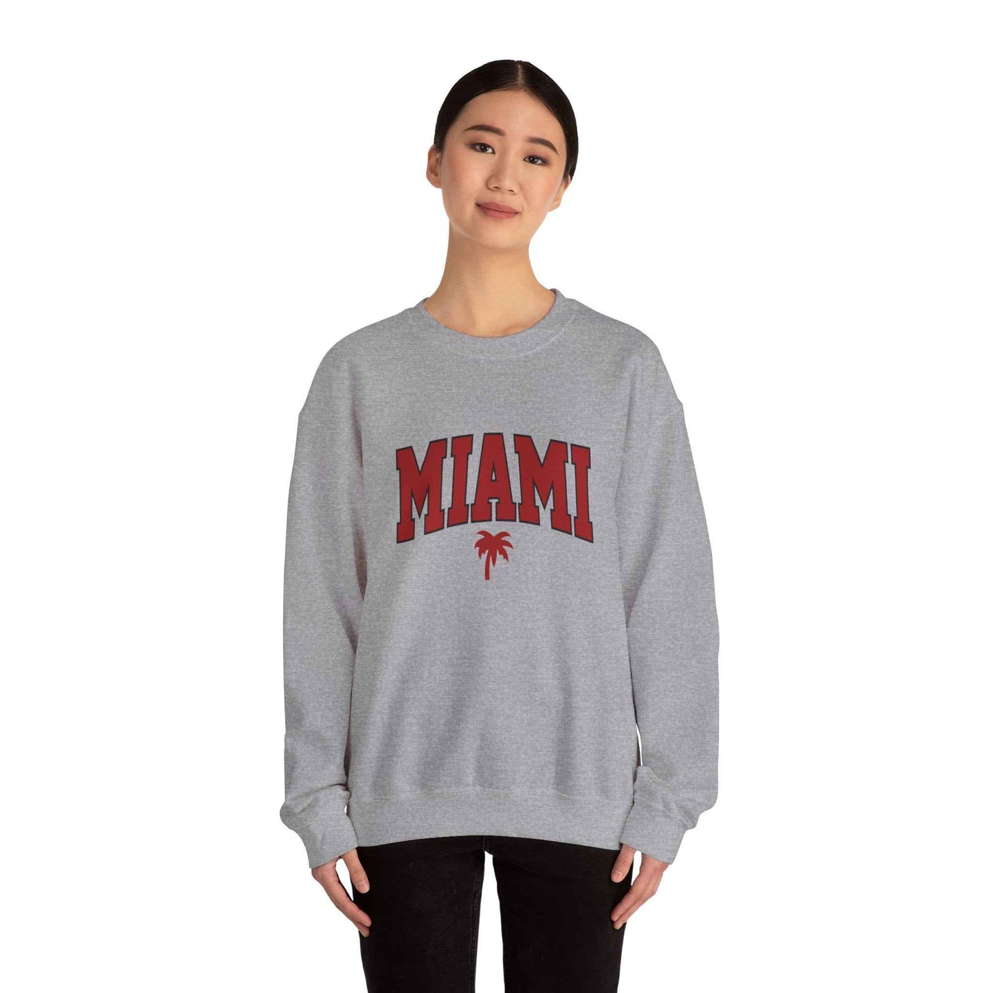 Miami Graphic Crewneck Sweatshirt, Unisex Sweatshirt, Cozy Miami Apparel, Casual Streetwear, Perfect Gift for Sport Lovers